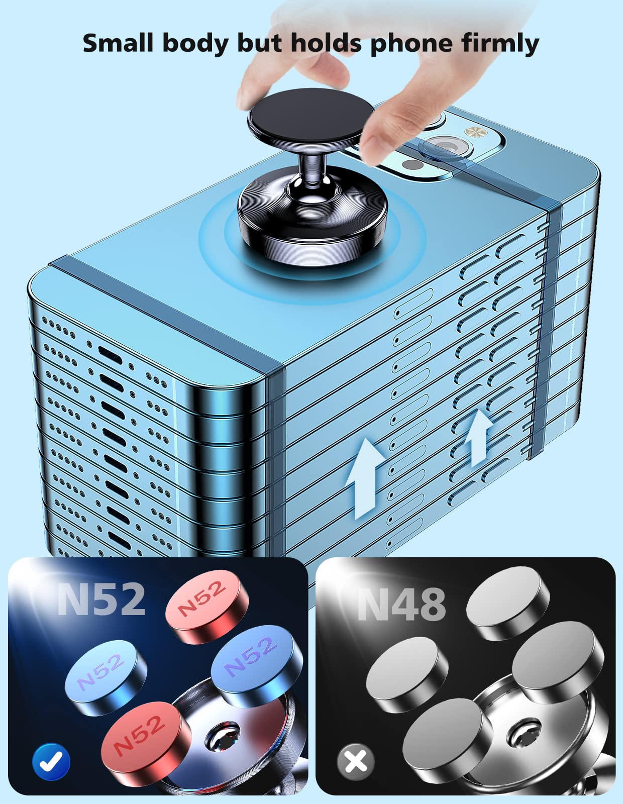 Niyevn [2 Pack Magnetic Phone Holder Car,[360Rotation] Car Mount Magnet,[4 N52 Magnets] Super Magnetic Force Is Suitable For Mos