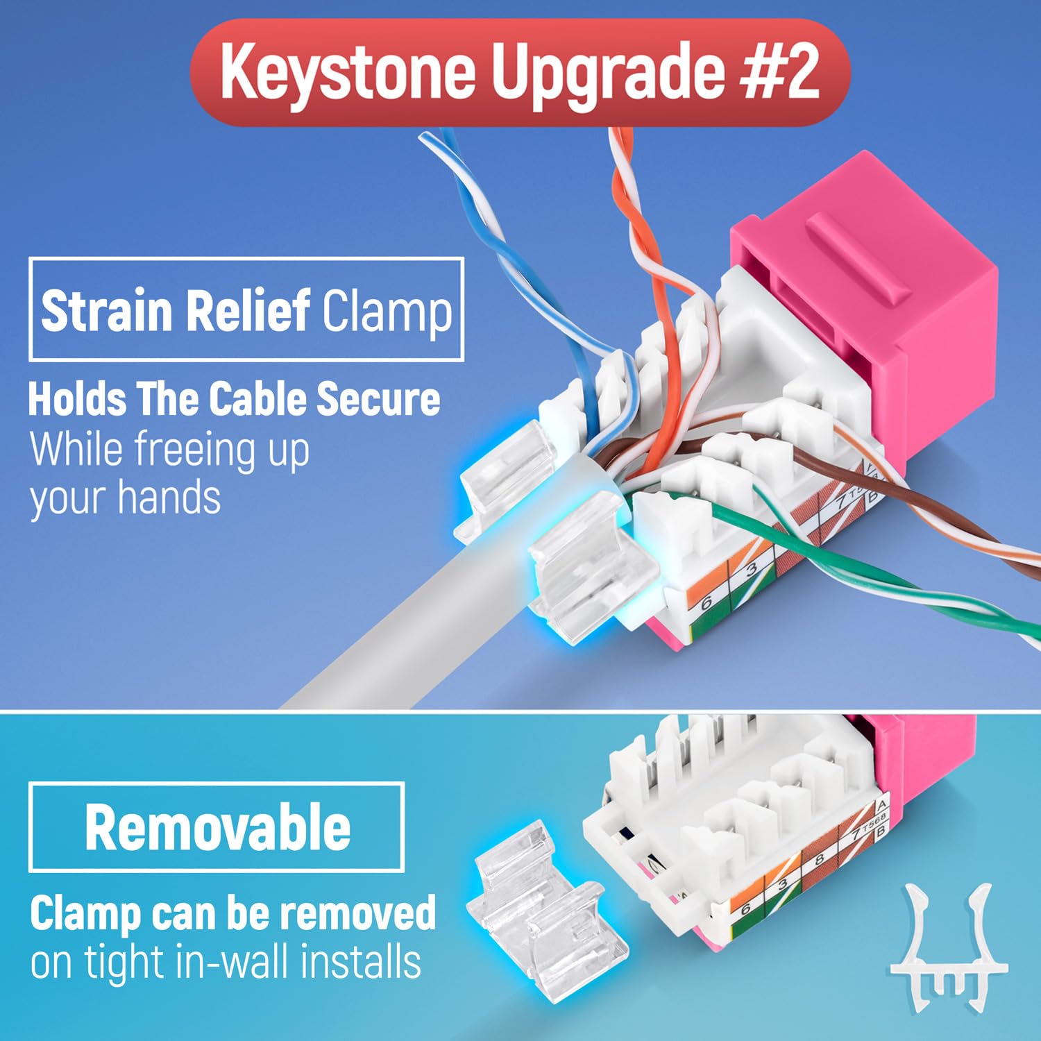 Everest Media Solutions 45 Angled Cat6 Keystone Jack In Pink   Slim Profile Rj45 Ethernet Connector   Compatible With 45 Angled