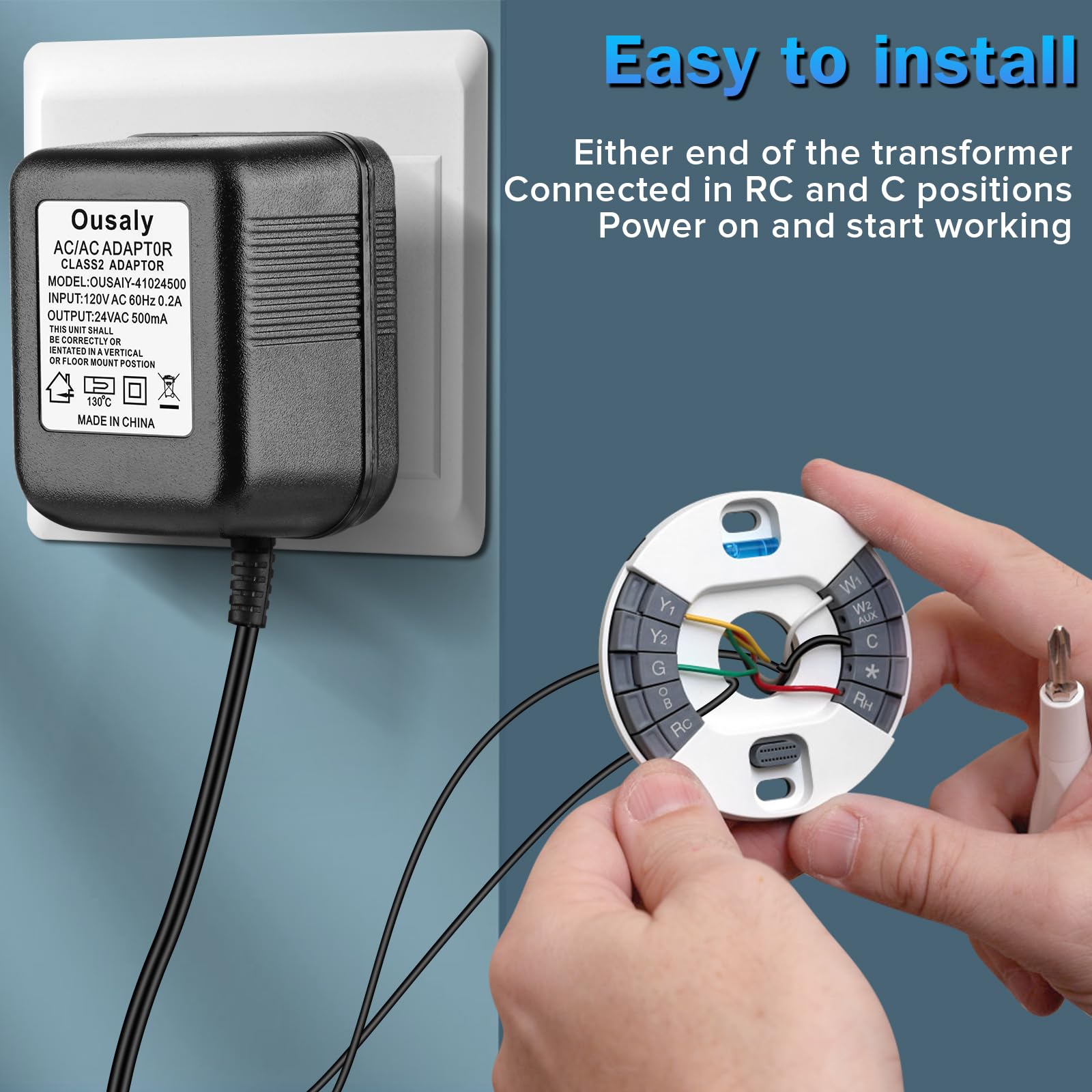 Ousaly 24 Volt 500Ma Transformer C Wire Adapter Doorbell Transformer Competible With 16 24Volt All Versions Of Ring Doorbell And