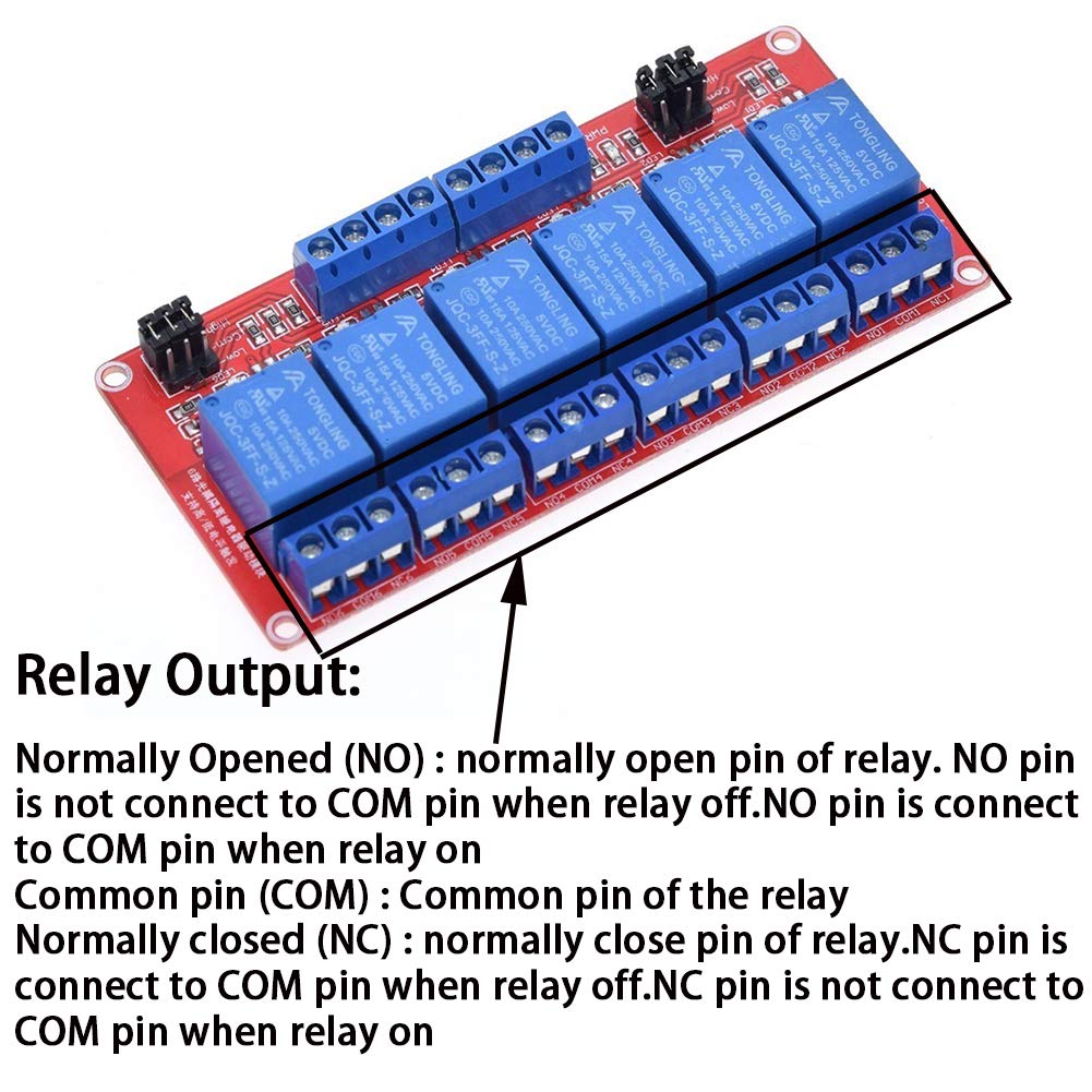 Anmbest Relay Module With Optocoupler High/Low Level Trigger For Arduino (5, 5V Relay 6 Channel)