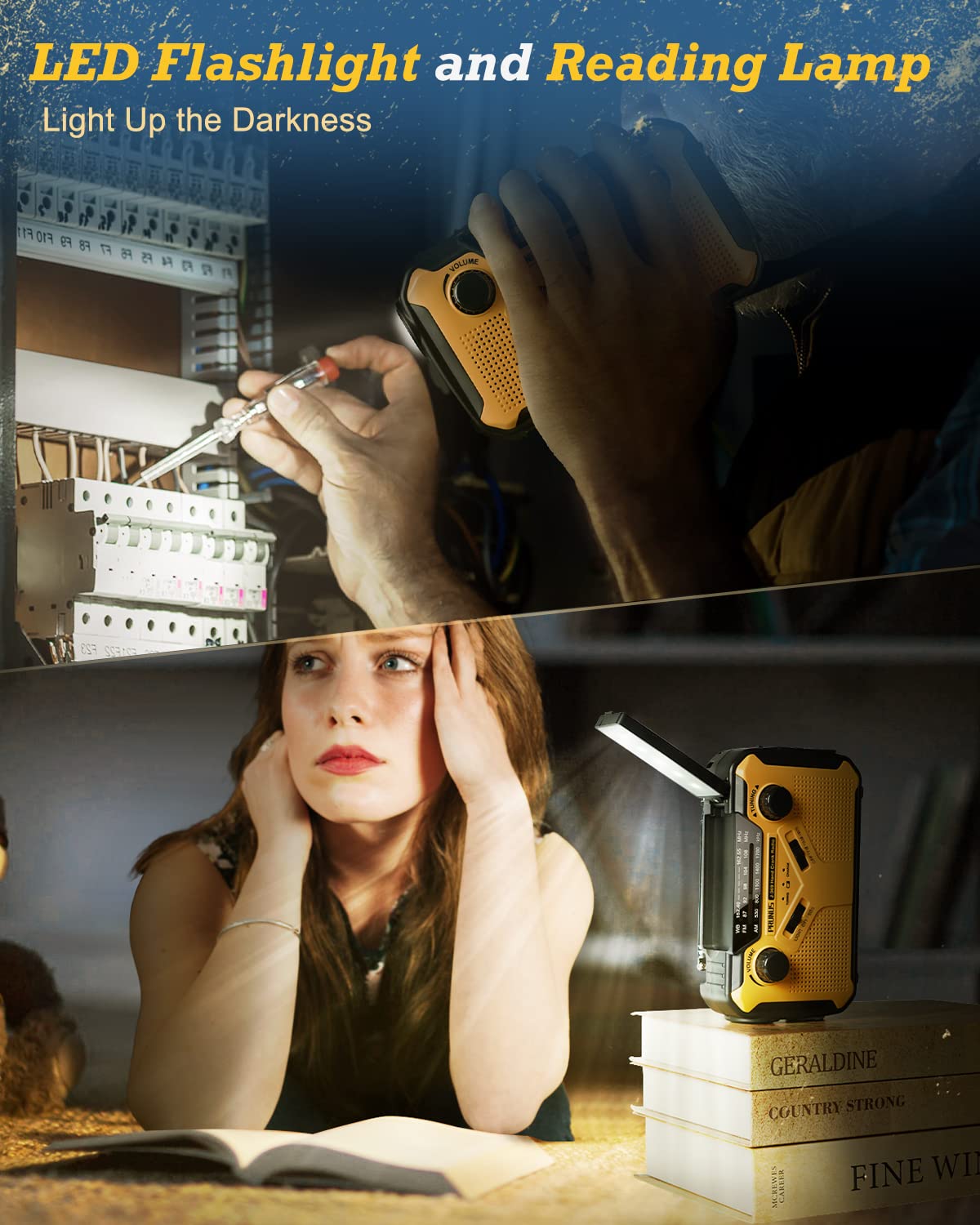 Prunus J 369 11100Mwh Emergency Weather Radio, Aa Batteries/Hand Crank/Solar/Usb Charging, Noaa/Am/Fm, Led Flashlight And Reading Lamp,Sos Alarm & Flashlight