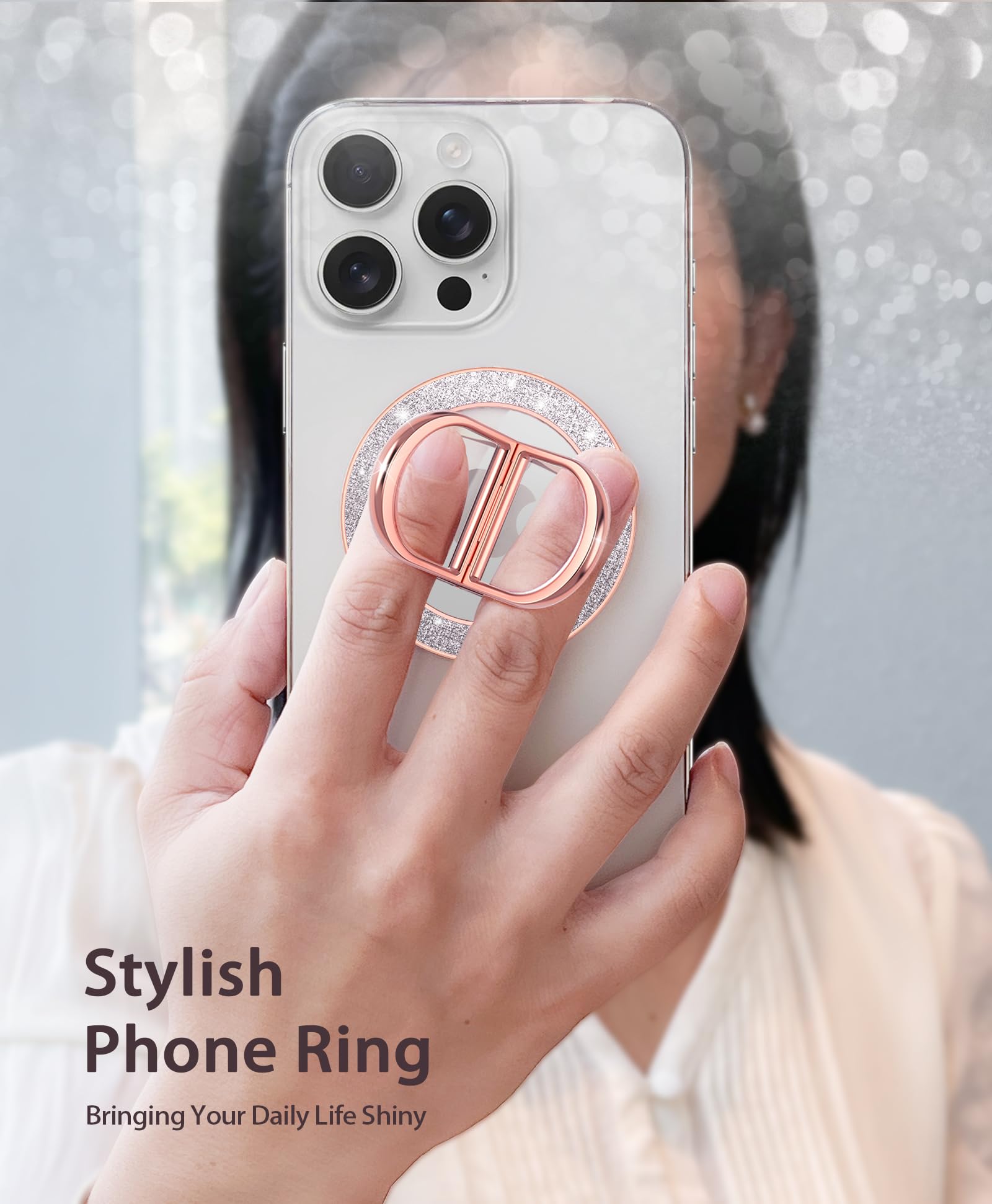 Dremmiwin Magnetic Phone Grip | Phone Ring Holder | Stylish Twinkle Transparent With Phone Ring Holder For Iphone, Mag Safe Phon