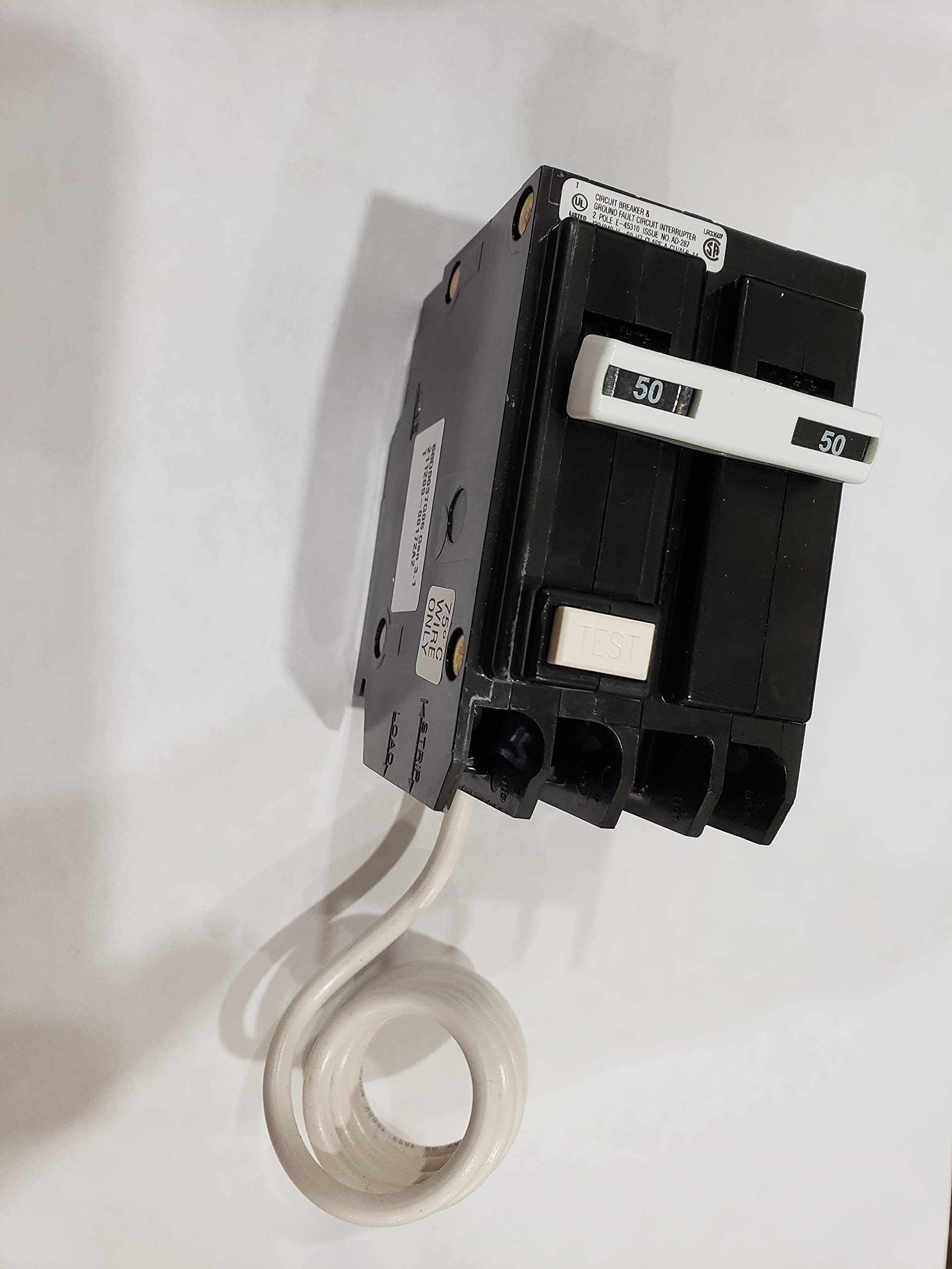 Eaton Gftcb250 Cutler Hammer Ground Fault Circuit Breaker, 50 A, 120/240 Vac, 10 Kaic, 14 4 Awg, 2 Poles, No Size, No Color