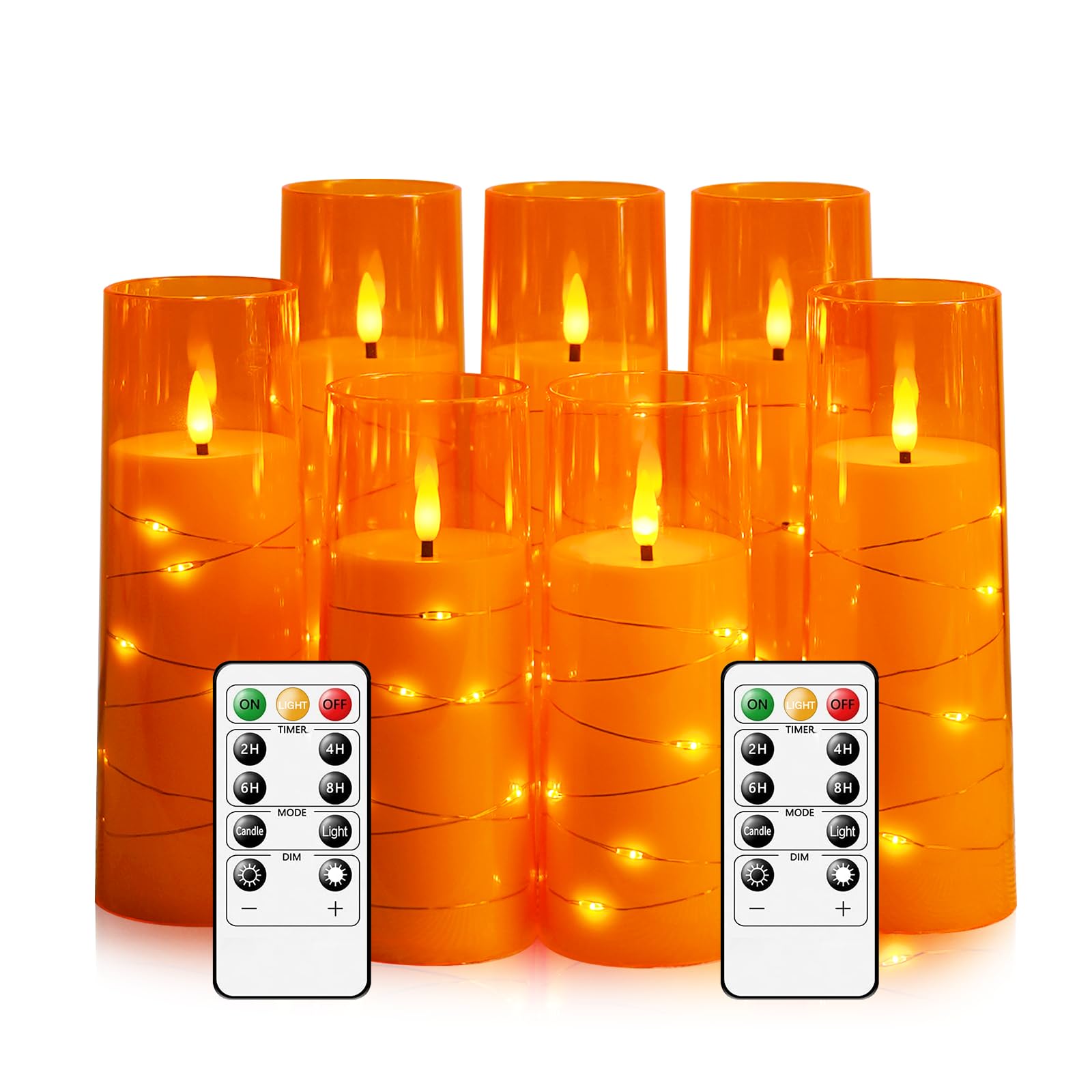 Flameless Candles With Embedded Star String, Battery Operated Led Pillar Candles With Timer And Remote Control,Home Decorating F