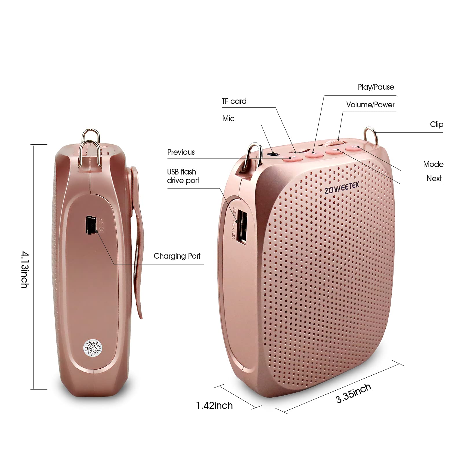 Zoweetek Wireless Voice Amplifier For Teachers With 2 Microphone, Original Voice Amplifier Wireless Microphone, Portable Speaker