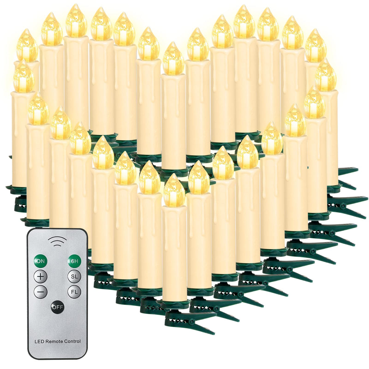 Sunjas 30Pcs Led Flameless Taper Candles Battery Operated Christmas Tree Candles With Remote, Timer, Dimmer Battery Candle Flick
