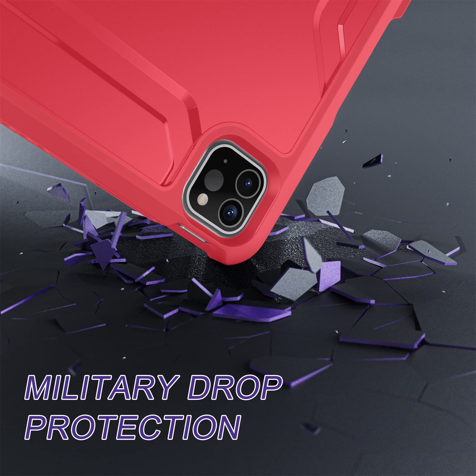 Soke Case For Ipad Pro 11 Inch 2022/2021/2020/2018/Ipad Air 5Th/4Th Generation,Built In Screen Protector   Support 2Nd Apple Pencil Charging   Heavy Duty Rugged Protective Kickstand Case   Red