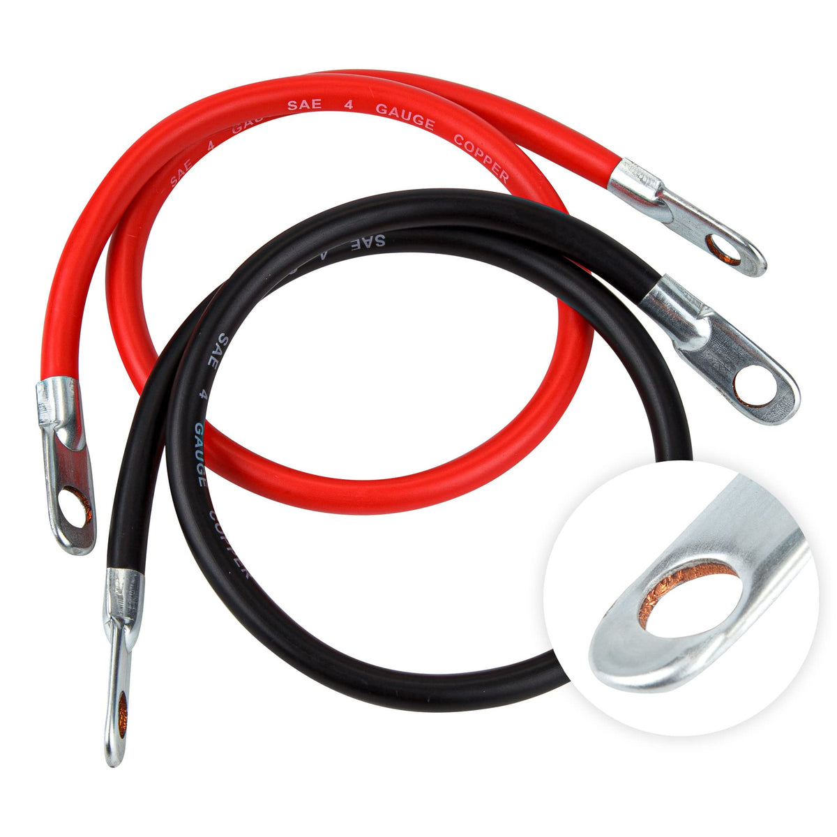 Cartman 4Awg 18 Inch Battery Inverter Cables Set, 4Gauge X 18'' (1 Positive & 1 Negtive) For Car, Truck, Rv, Solar