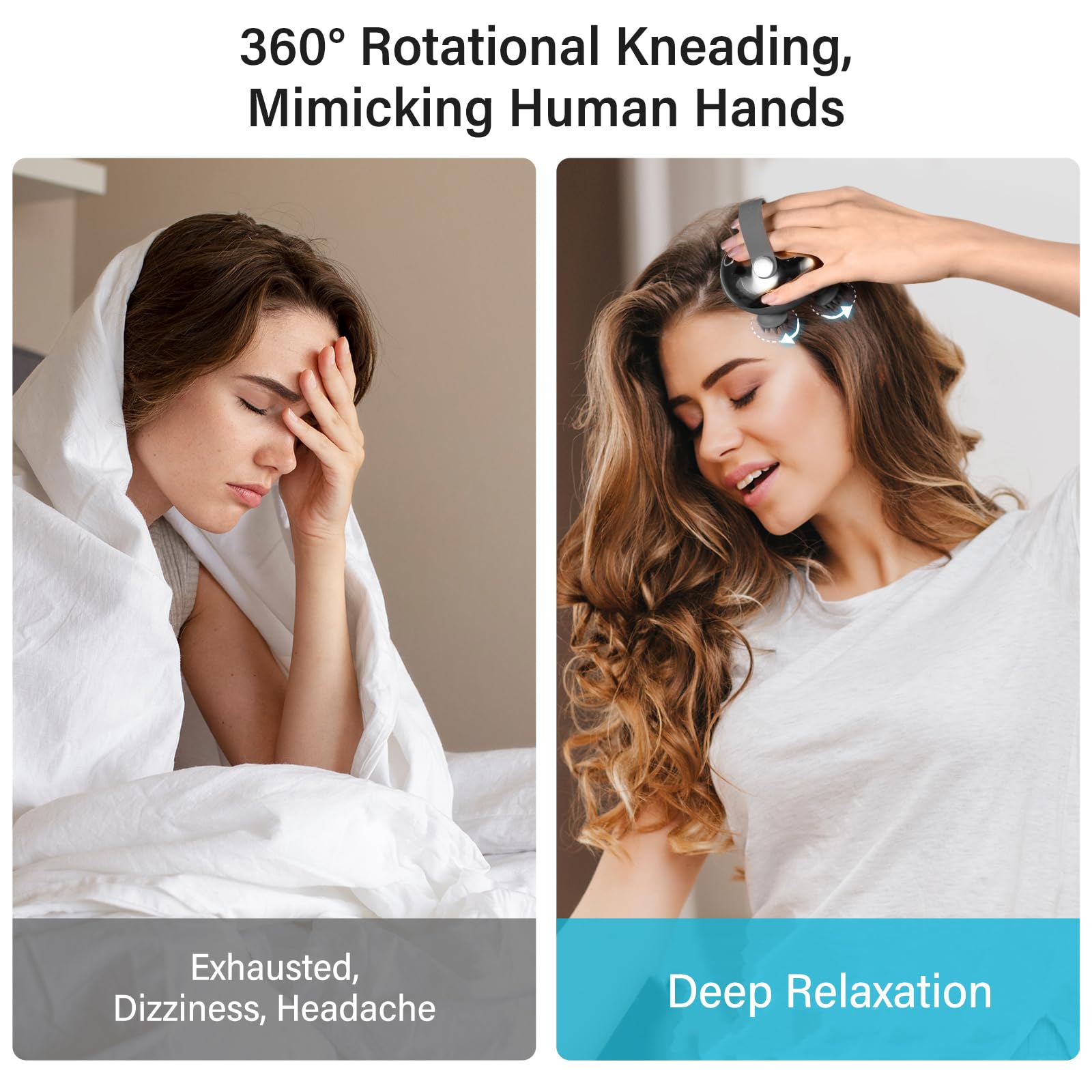 Arboleaf Scalp Massager Rechargeable Head Massager Scalp Stress Relax, Waterproof Handheld Hair Scratcher With 8 Removable Massa