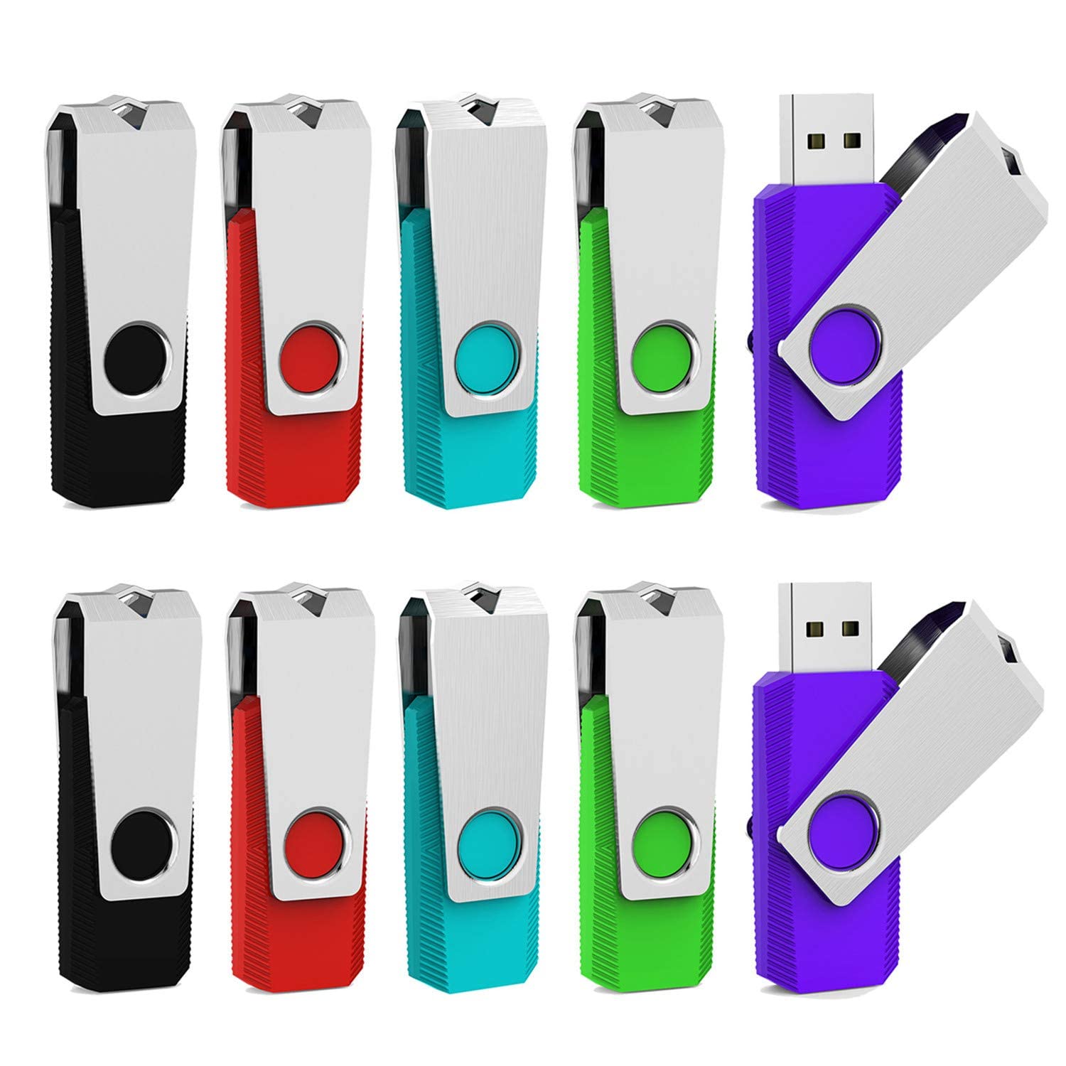 Aiibe 64Gb Flash Drive 3.0 10 Pack 64Gb Usb 3.0 Thumb Drive Usb Drive 64Gb Jump Drive Memory Stick Multi Pack 64Gb Flash Drives (64G, 10 Pack, 5 Mixed Colors: Black Red Cyan Green Purple)