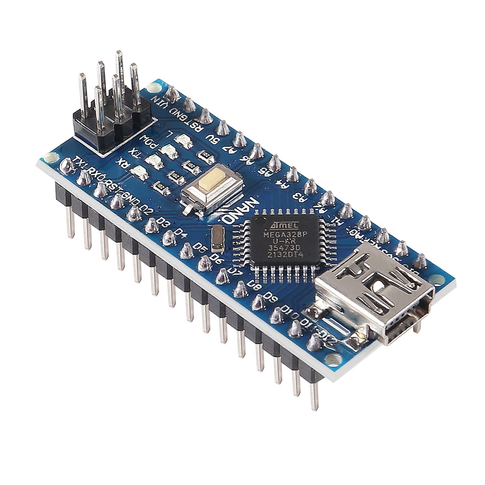 Dweii 2Pcs For Nano V3.0 Atmega328P Module Ch340C Chip 5V 16Mhz Mini Usb Micro Controller Board With 2Pcs Mini Usb Cable Compati