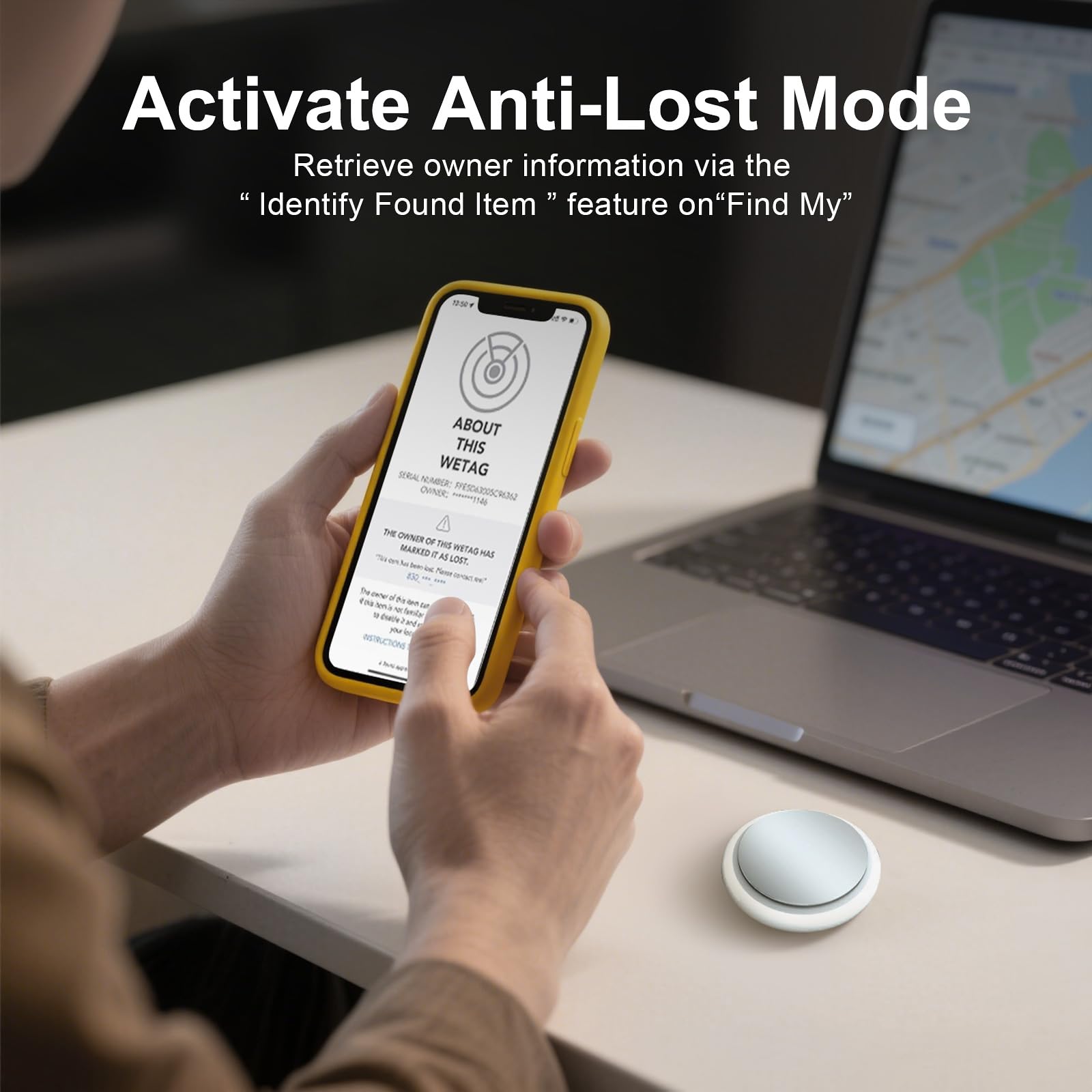 Air Tracker Tag [Apple Mfi Certified] With Find My(Ios Only), Key Finder With No App Needed, Waterproof, 365-Day Standby,Pet Wal