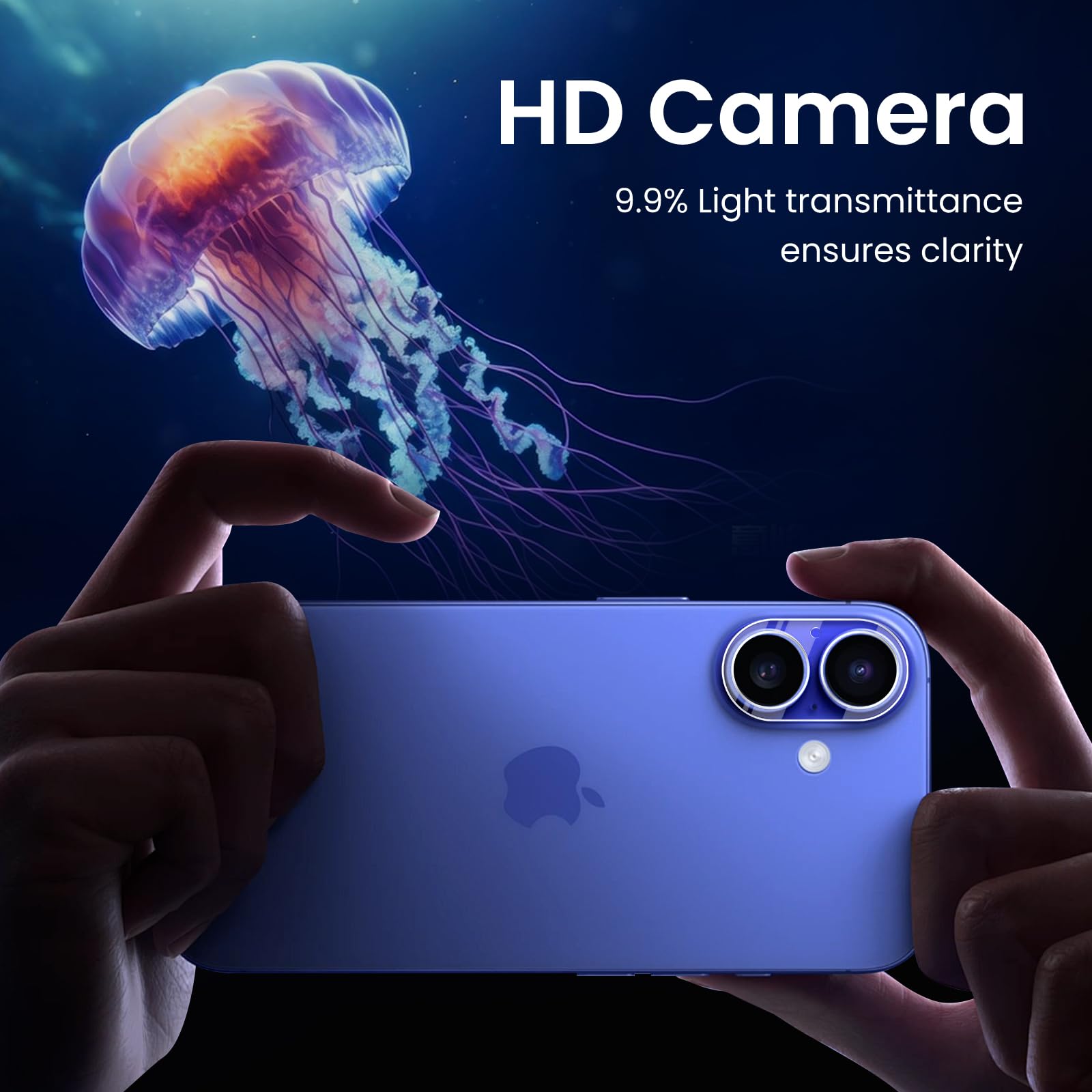 Hlija 3Pcs Rear Back Camera Lens Protector Tempered Glass For Iphone 16/16 Plus   Hd Clear Full Coverage Guard