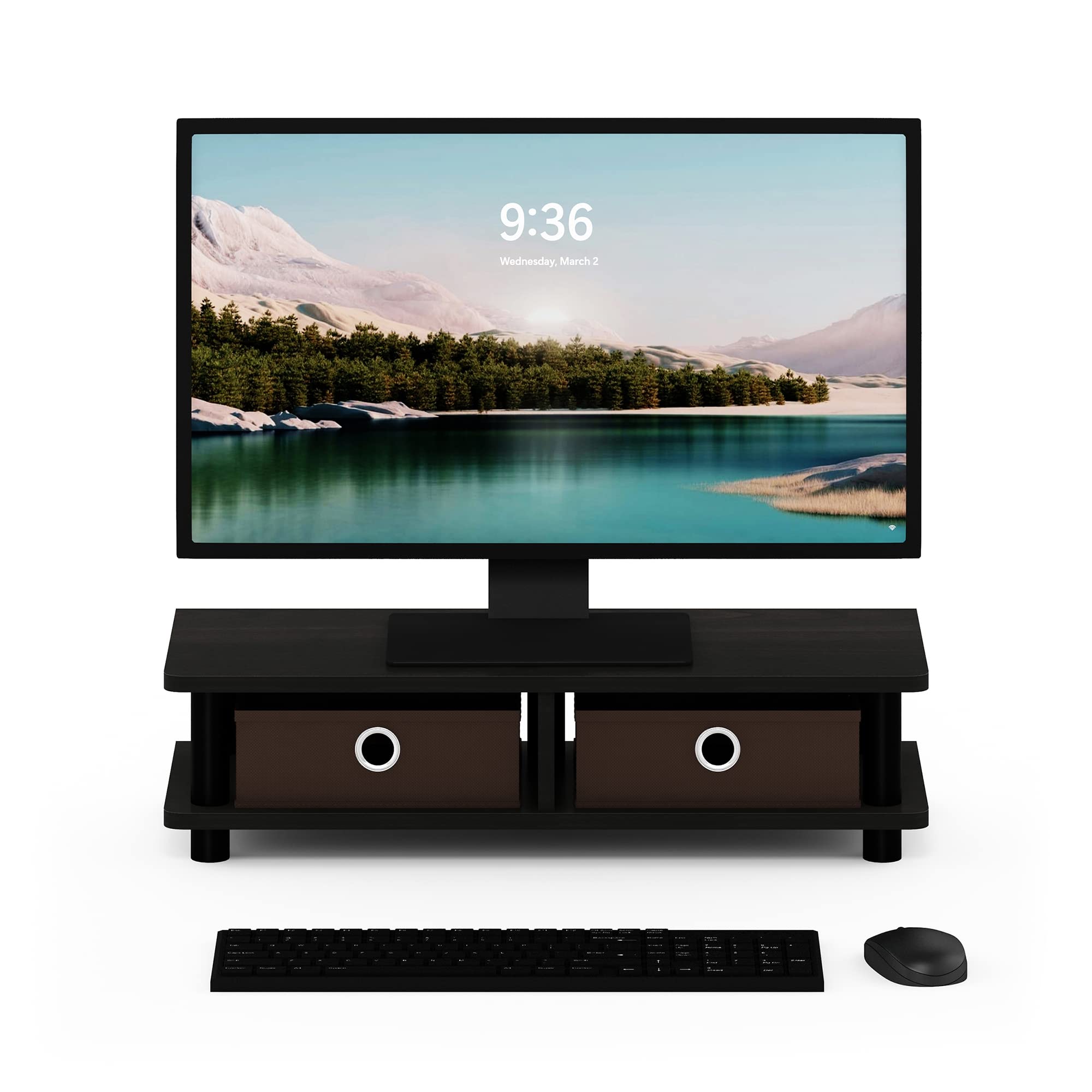 Furinno Turn-N-Tube Monitor Stand, Espresso/Black