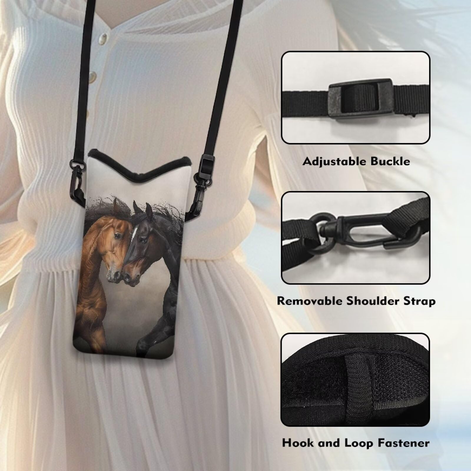 Txsniver Neoprene Cellphone Sleeve Pouch Waterproof Phone Bag With Adjustable Crossbody Strap Shockproof Phone Purse, Hook And L