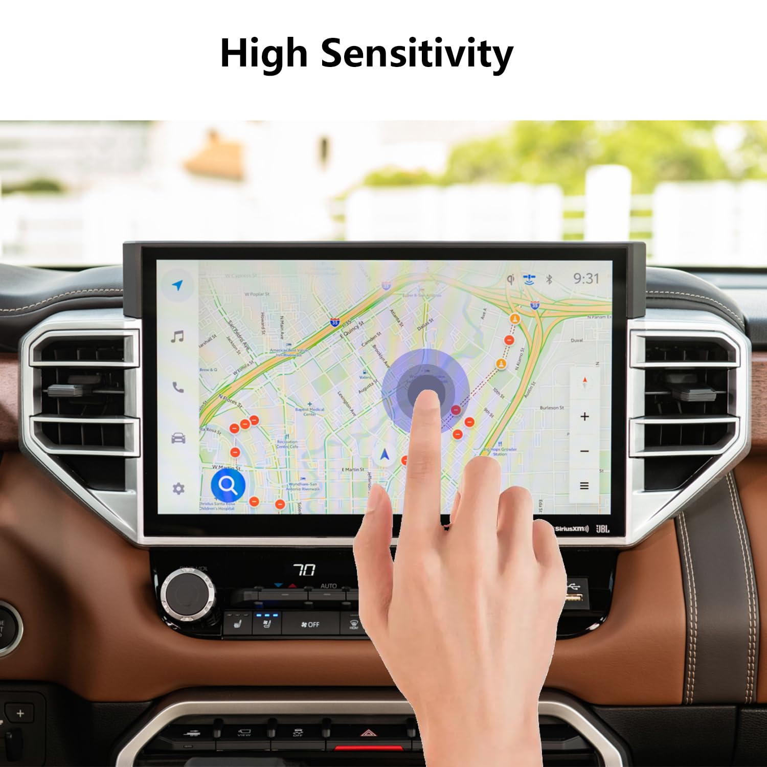 Azzigo Tempered Glass Screen Protector For 2024 2023 2022 Toyota Tundra & 2024 2023 Sequoia 14 Inch Navigation Touchscreen High