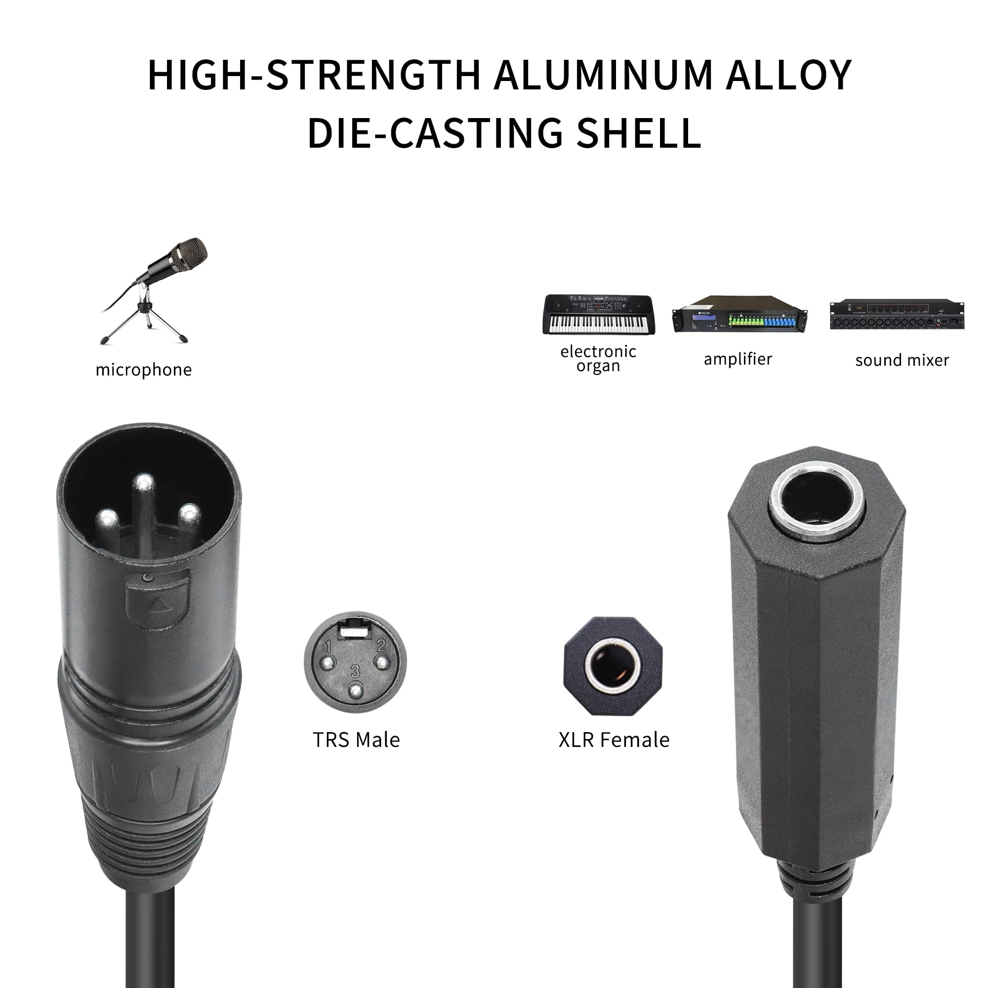 Qianrenon Xlr Male To 1/4'' Female Balance Cable Adapter Trs 6.35Mm To Xlr 3 Pin Mono Audio Connect Convert Interconnect Cable 3