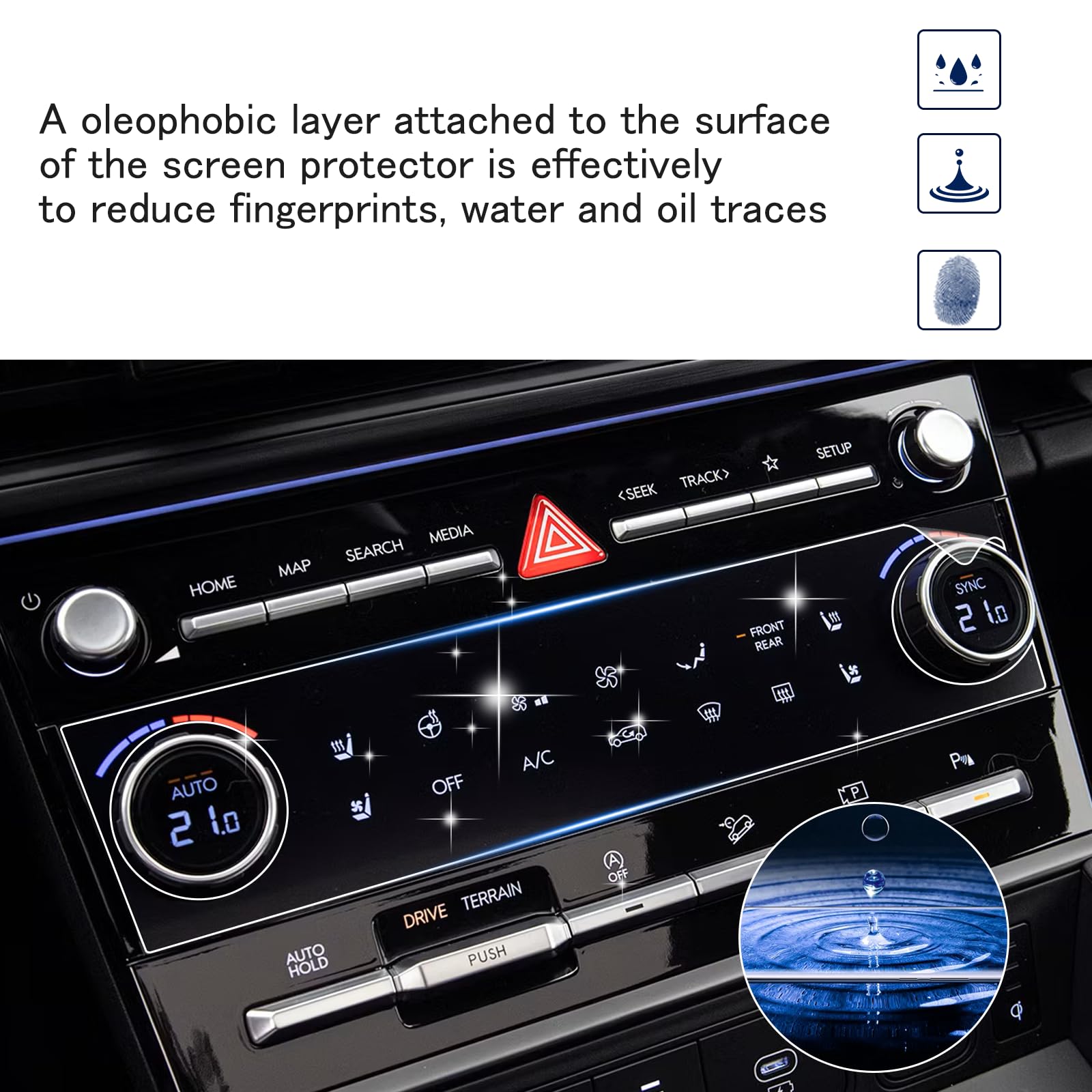 Shaohao For 2024 Hyundai Santa Fe Screen Protector Compatible With Hyundai Santa Fe Accessories 2024 Santa Fe (Sel/Xrt/Limited/Calligraphy) Santa Fe Hybrid Ac Panel Hd Clear A/C Display Cover 2Pcs