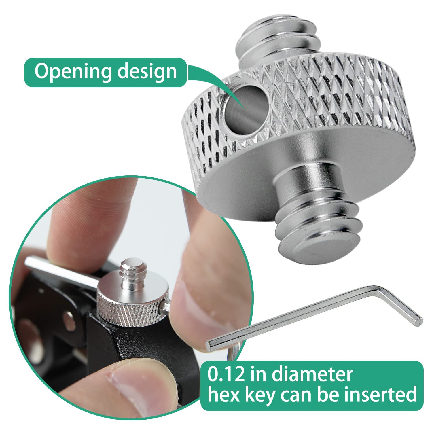 Rigych 1/4 Male To Male Camera Screw With Hole Tripod Thread Screw Adapter For Camera Tripod Mic Stand Mic Mount Light Stand Dsl