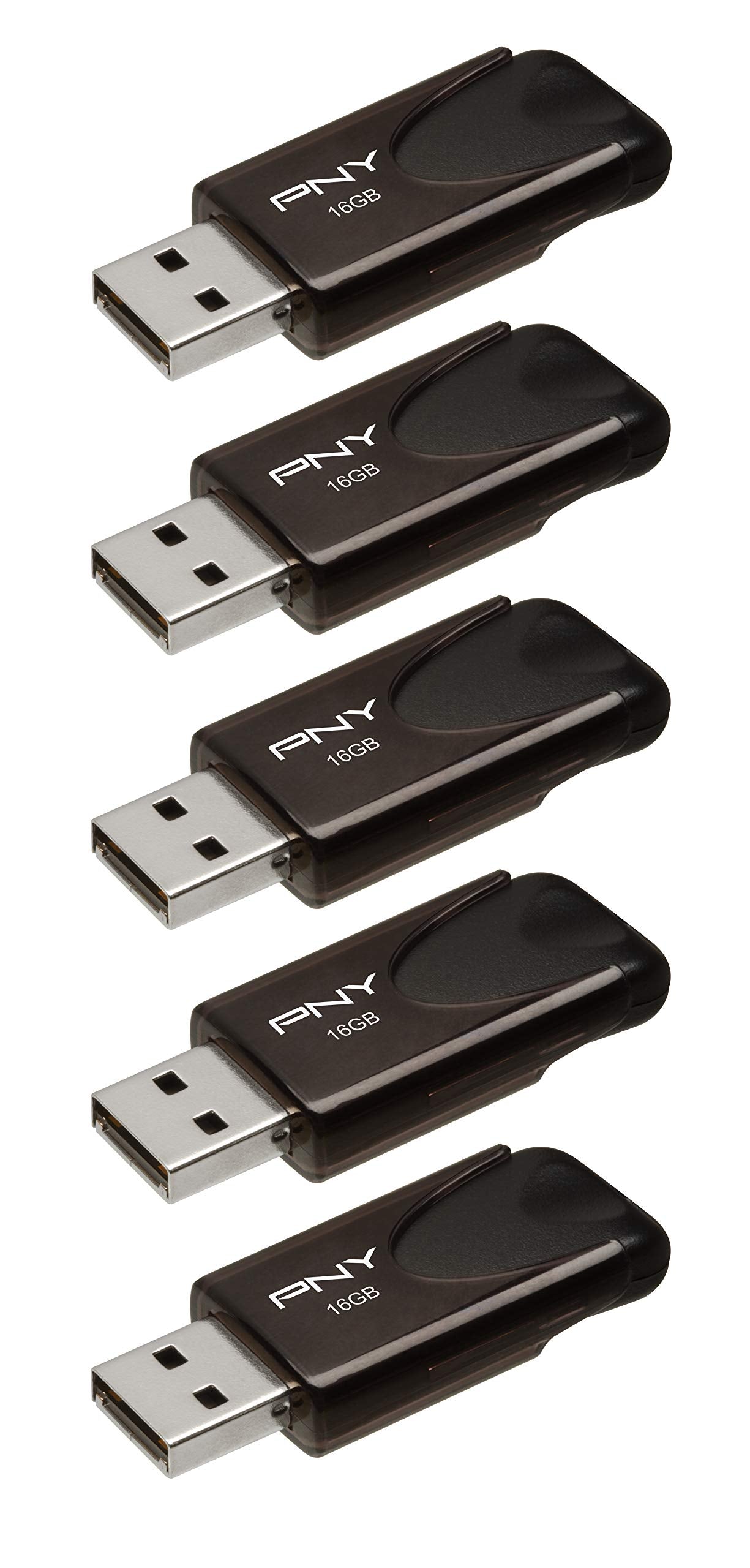 PNY 16GB Attach 4 USB 2.0 Flash Drive 5Pack,black