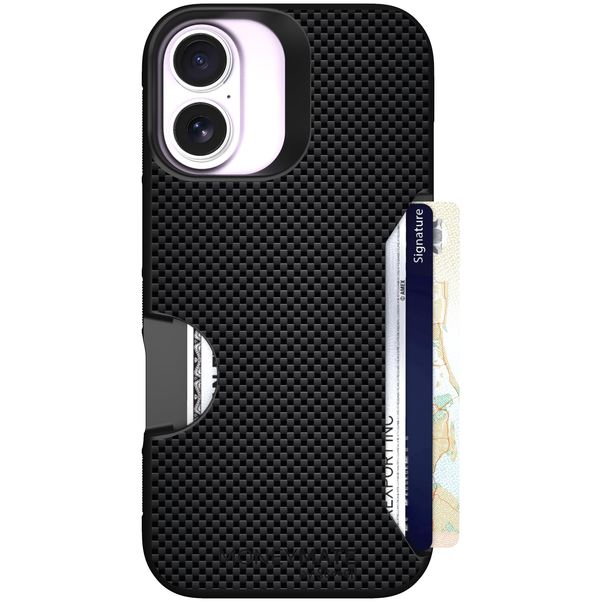 Scooch for iPhone 17 Case with Card Holder, Moneymate Wallet Case with Hidden Card Slot and Protection for 4 Cards, 10-Foot Drop