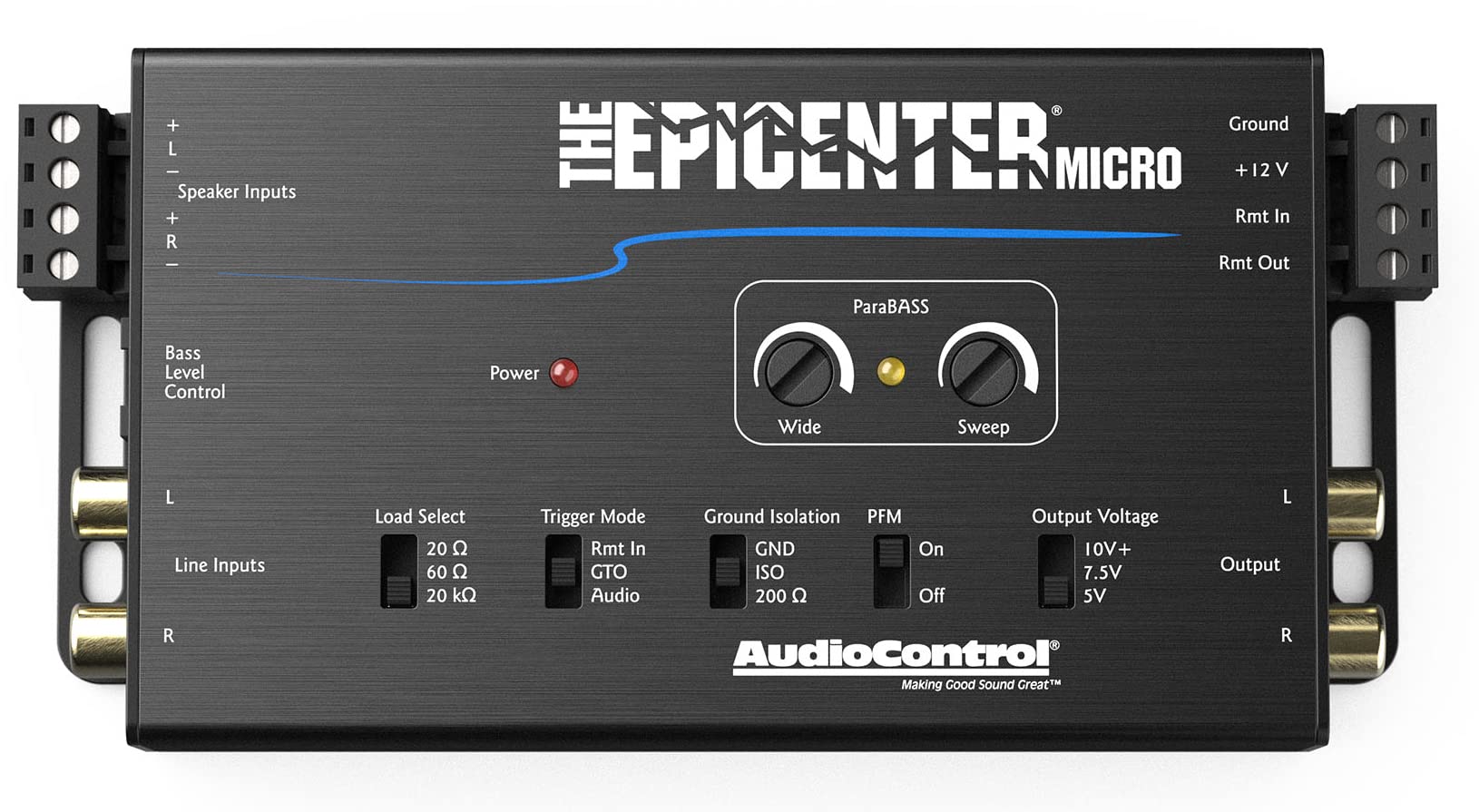 Audiocontrol The Epicenter Micro Bass Restoration Processor & Line Output Converter, Car Audio Compact Bass Booster W/Acr 4 Remote Control