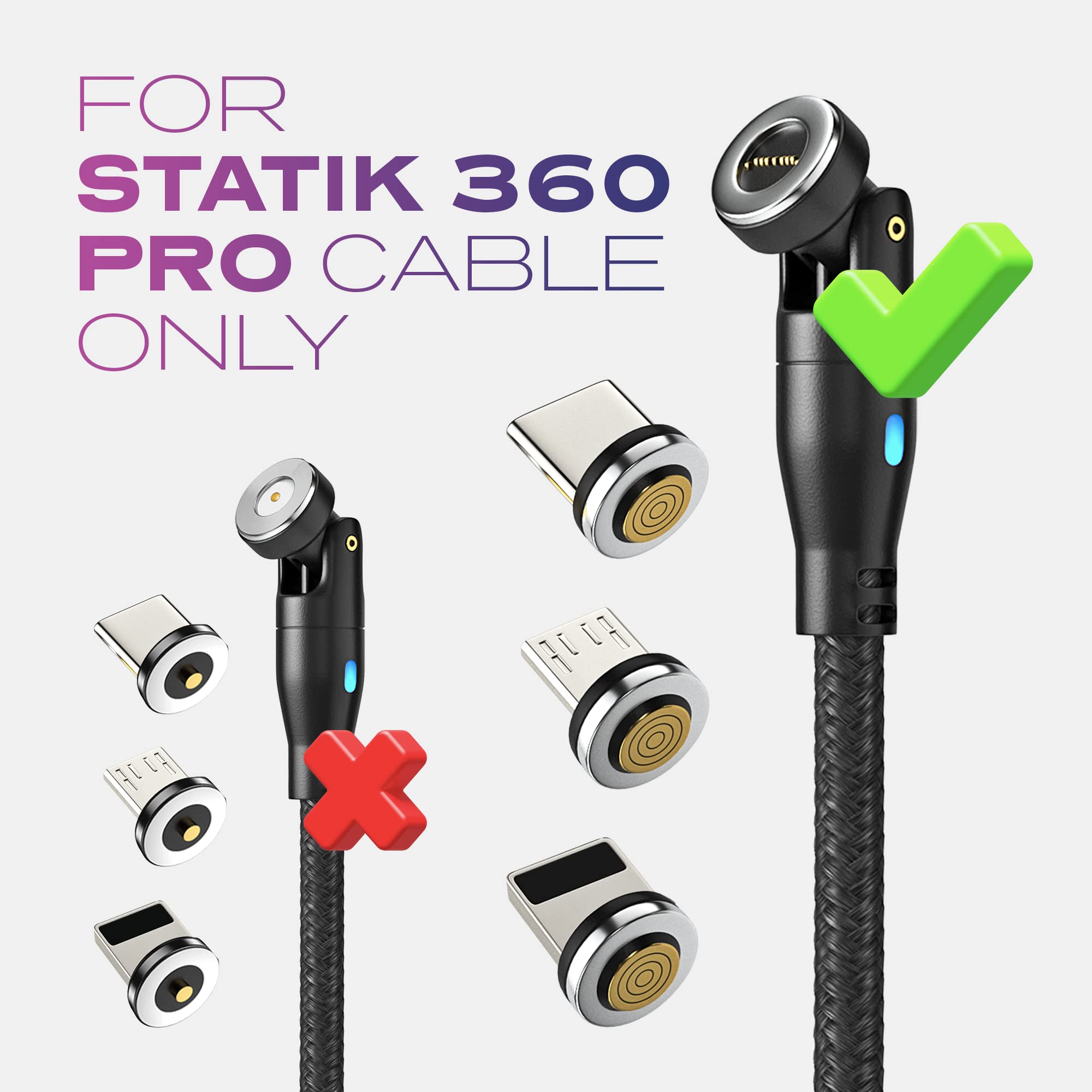 Statik 360 Pro Magnetic Connectors Tips   Only Compatible With Statik360 Pro Magnetic Charging Cable   3 Pack Includes I Product