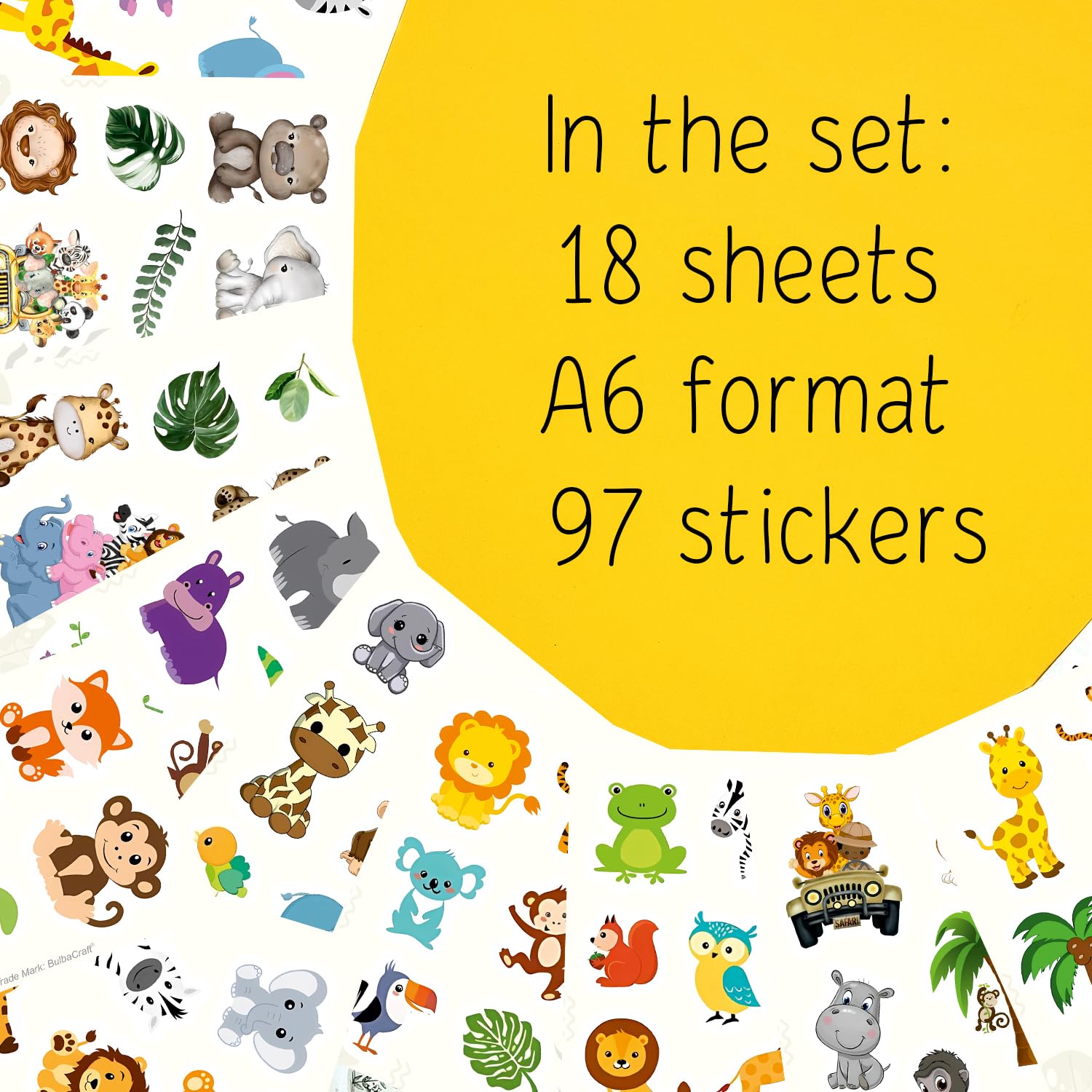 100Pcs Safari Animal Stickers, Jungle Stickers, Safari Party Favors, Safari Birthday Party Decorations, Jungle Safari Decoration