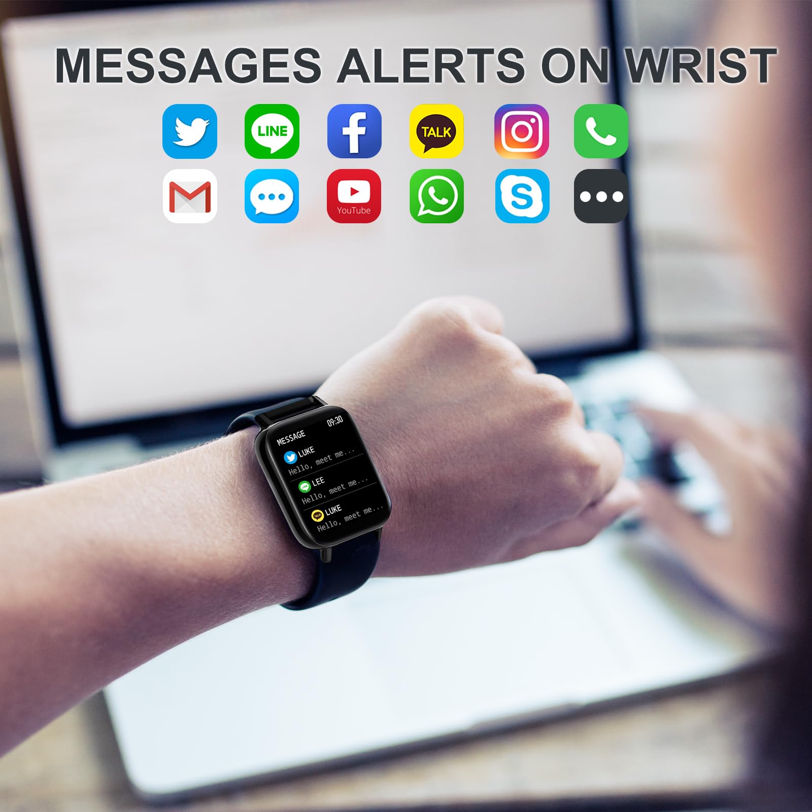 Smart Watch For Women(Answer/Make Call) 1.7'' Touch Screen Fitness Tracker With Step Calorie Digital Watch For Ios&Android Water