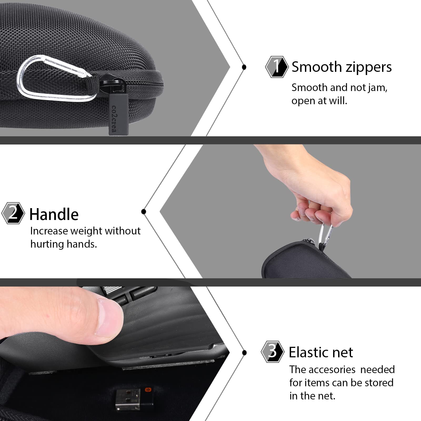 Co2Crea Hard Case Replacement For Logitech Mx Master 3 Master 3S Advanced Wireless Mouse (Graphite Black Case)