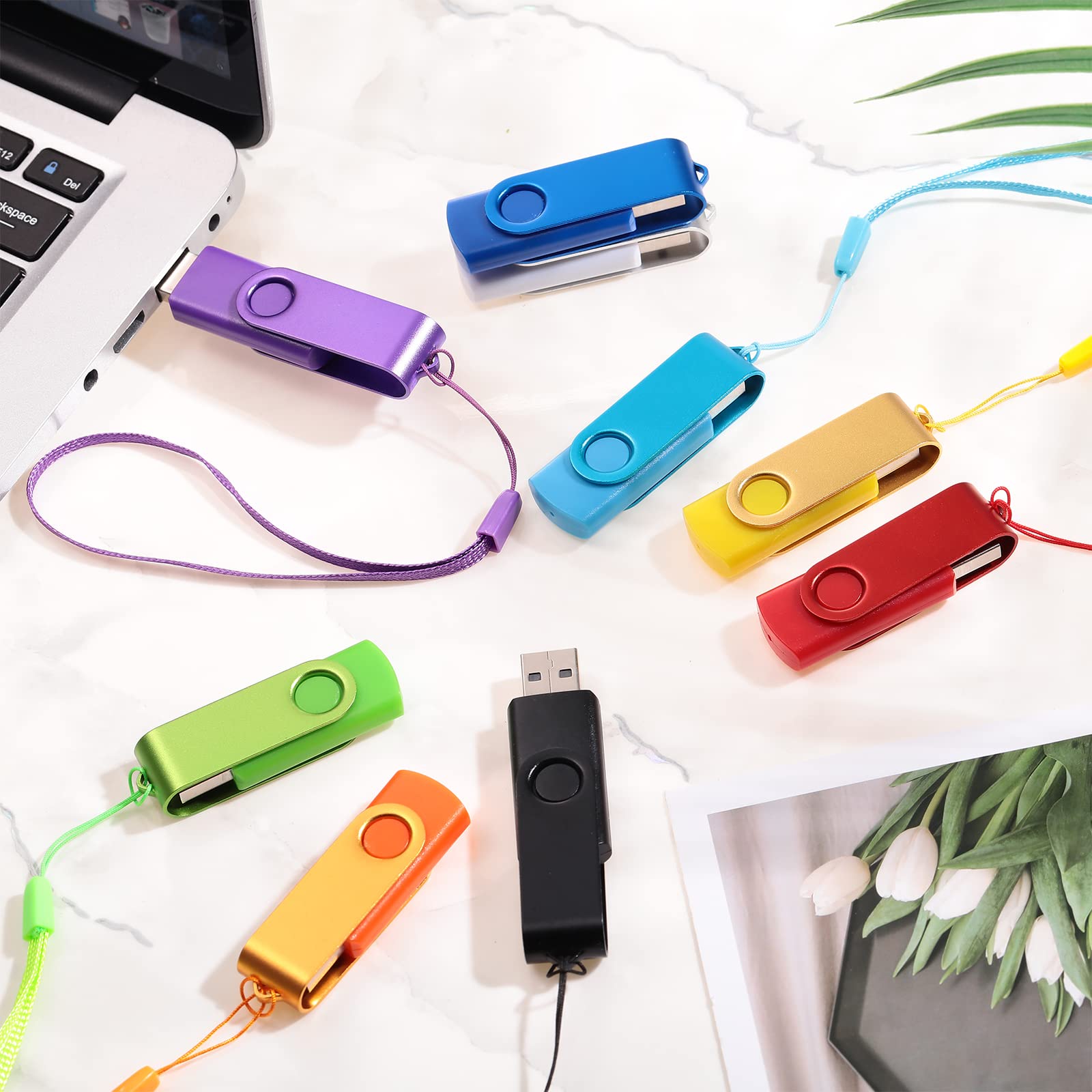 Xuhal 50 Pcs 128Mb Flash Drive Pack Portable Usb Thumb Drives With Lanyards Flash Memory Storage Device Swivel Thumb Drive Bulk