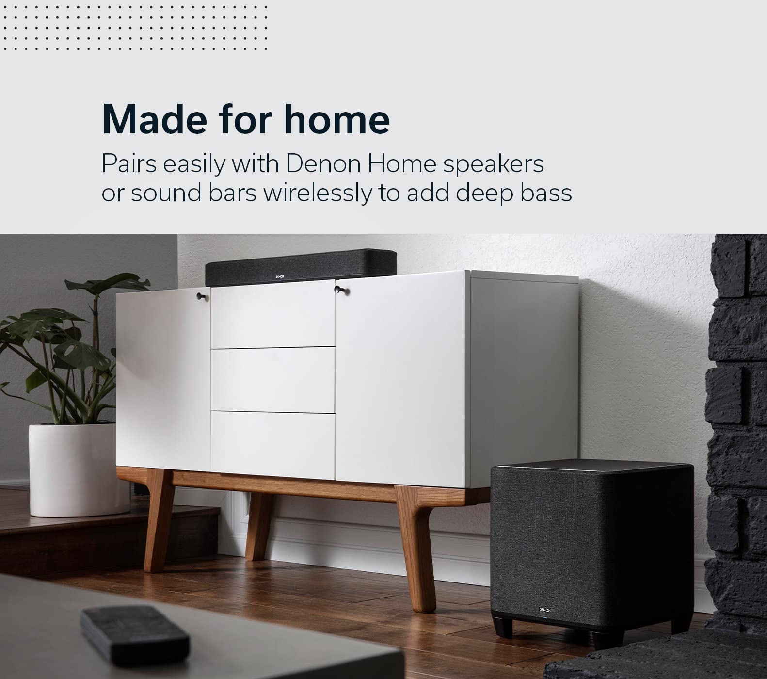 Denon Home Subwoofer   Deep, Powerful Bass, 8'' Bass Reflex Woofer, Wireless Streaming, Pair With Denon Home 150/250/350 Speaker