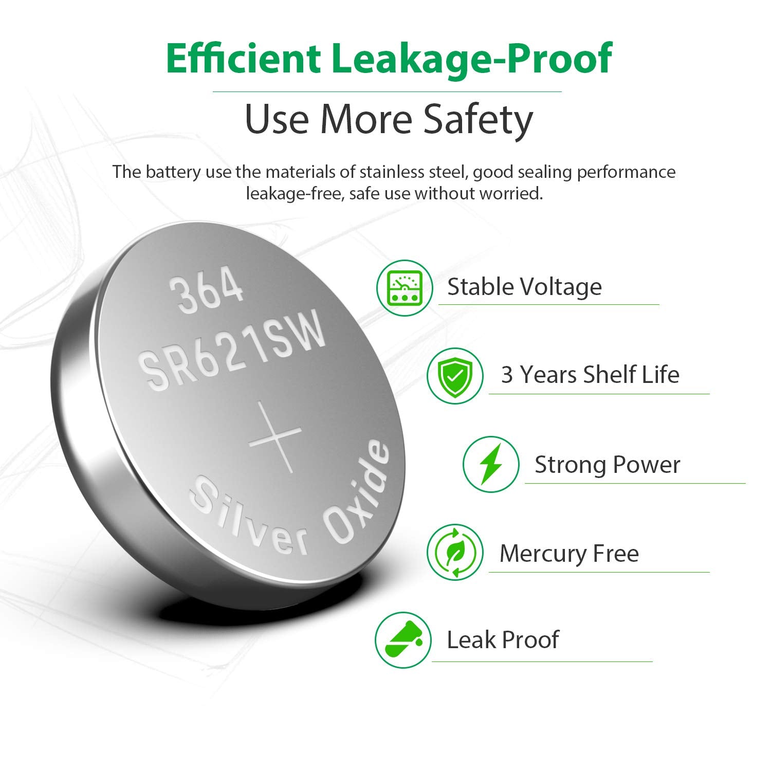 Licb 20 Pack Sr621Sw 364 164 363 Ag1 Battery 1.5V Button Cell Watch Batteries