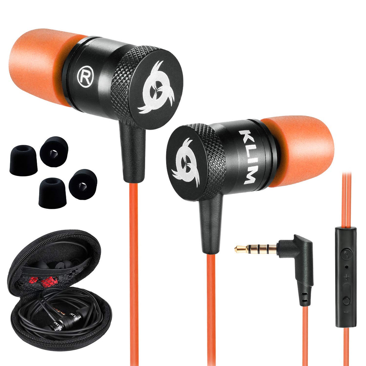 Klim Fusion Earbuds With Microphone + New Version + Long Lasting Wired Ear Buds   Innovative: In Ear With Memory Foam + Earphone