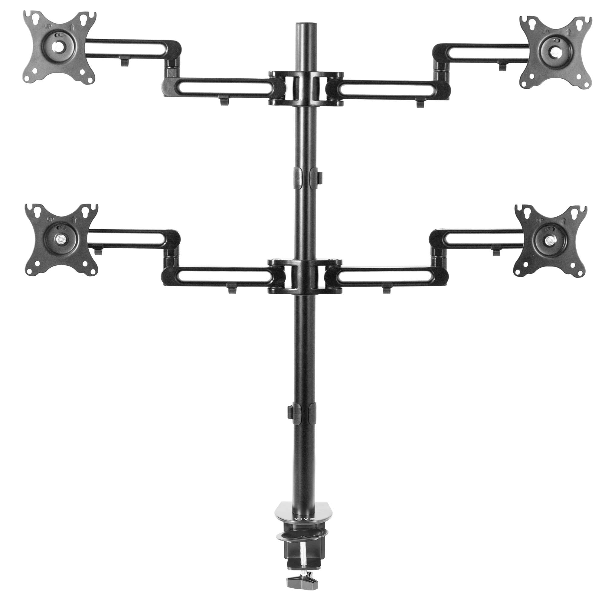 Vivo Full Motion Aluminum 17 To 32 Inch Quad Monitor Desk Mount Stand With Articulating Arm Joints, Fits 4 Screens, Max Vesa 100
