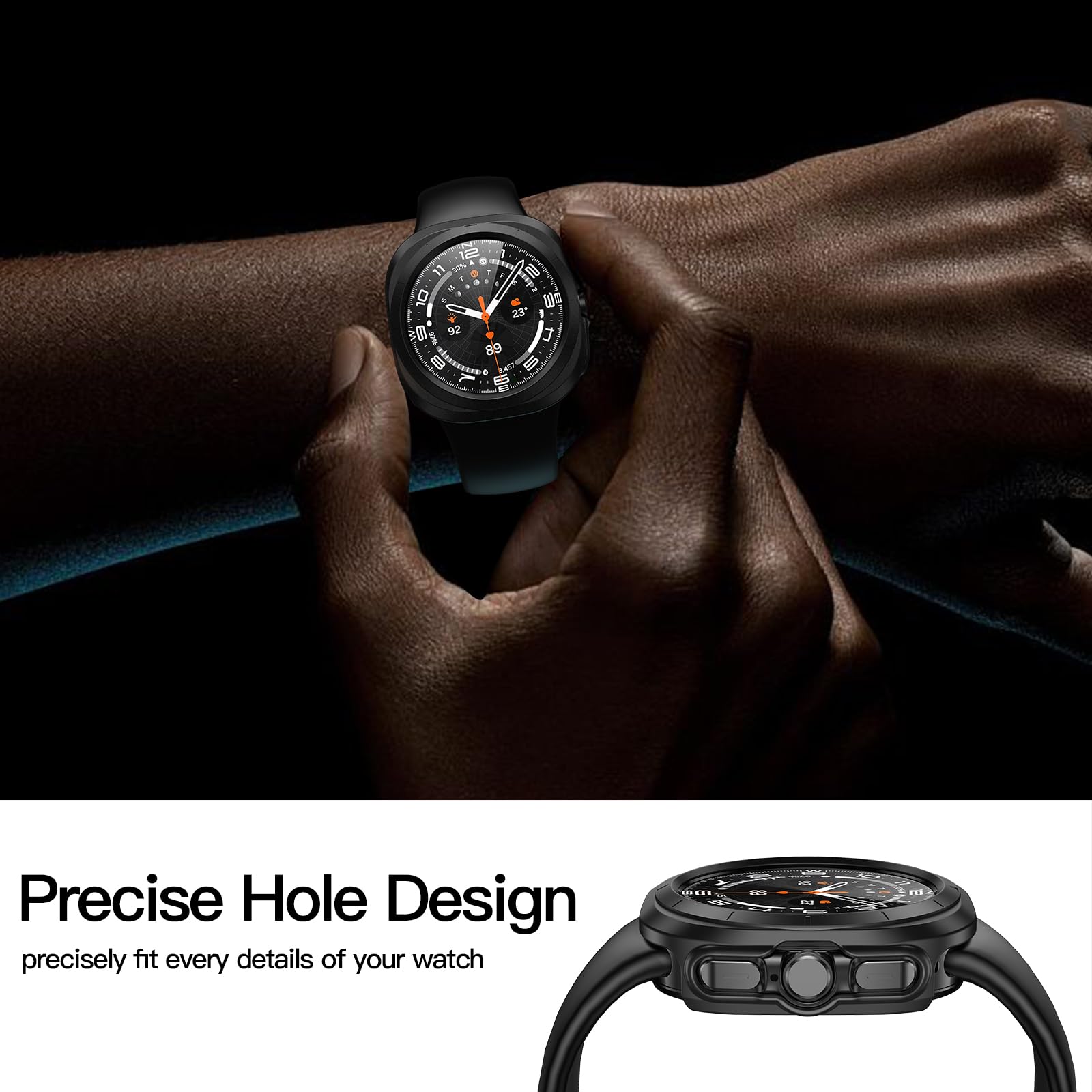 Misxi 2 Pack Hard Pc Screen Protector Case For Samsung Galaxy Watch Ultra 47Mm, Anti Slip Ultra Thin Scratch Resistant Cover Wit