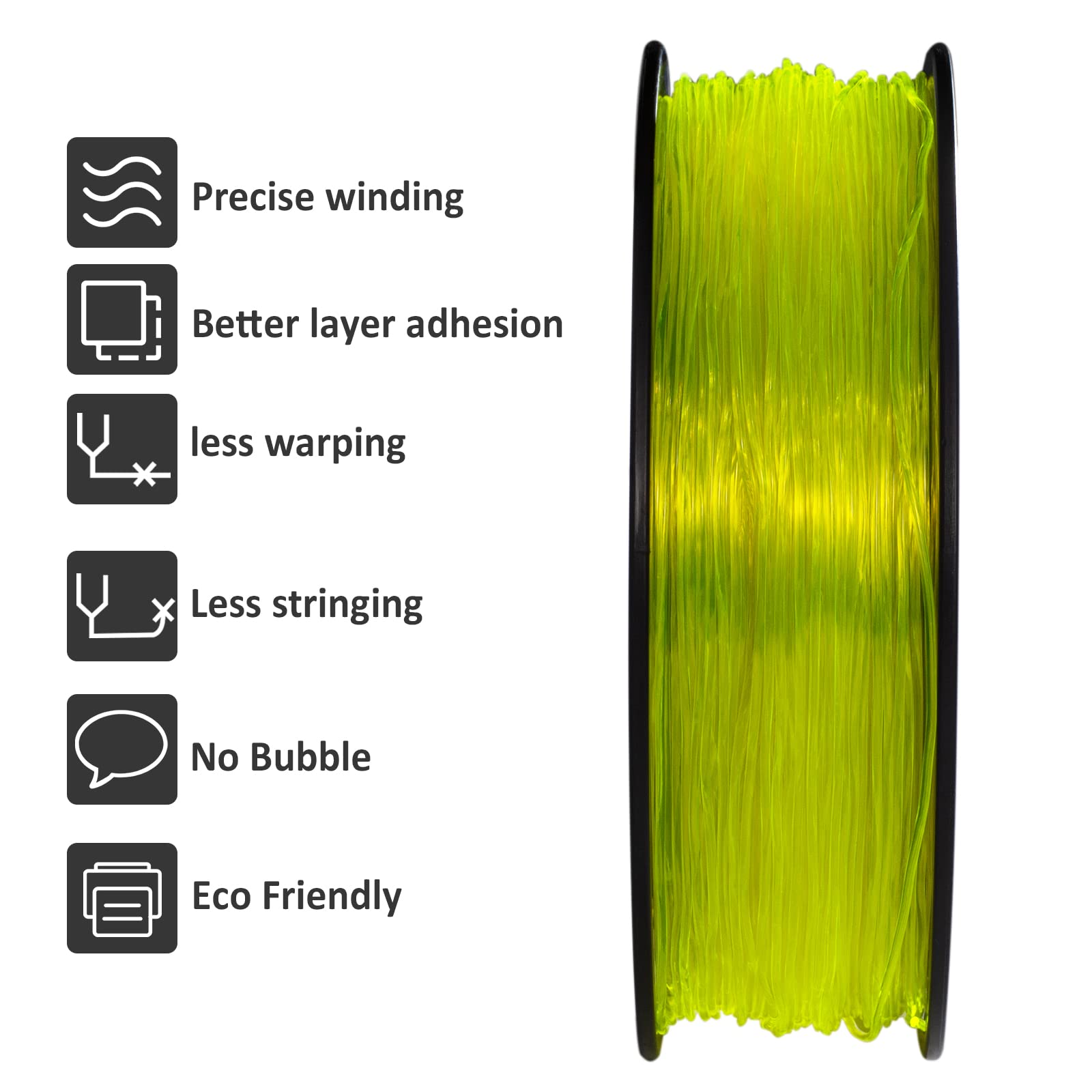 Giantarm Tpu Filament 1.75Mm Flexible Soft 3D Printer Consumables Grass Yellow,95A 1Kg Spool (2.2 Lbs.), Dimensional Accuracy +/
