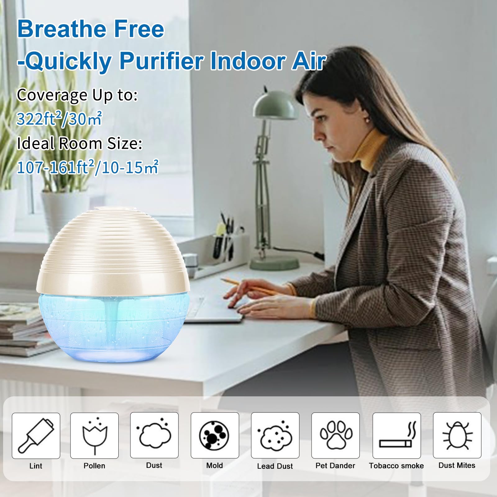 Ap Airpleasure Water Based Purifier Air Washer, Air Revitalizer & Freshener, Air Fresher With 6 Colorful Lights For Rooms (White