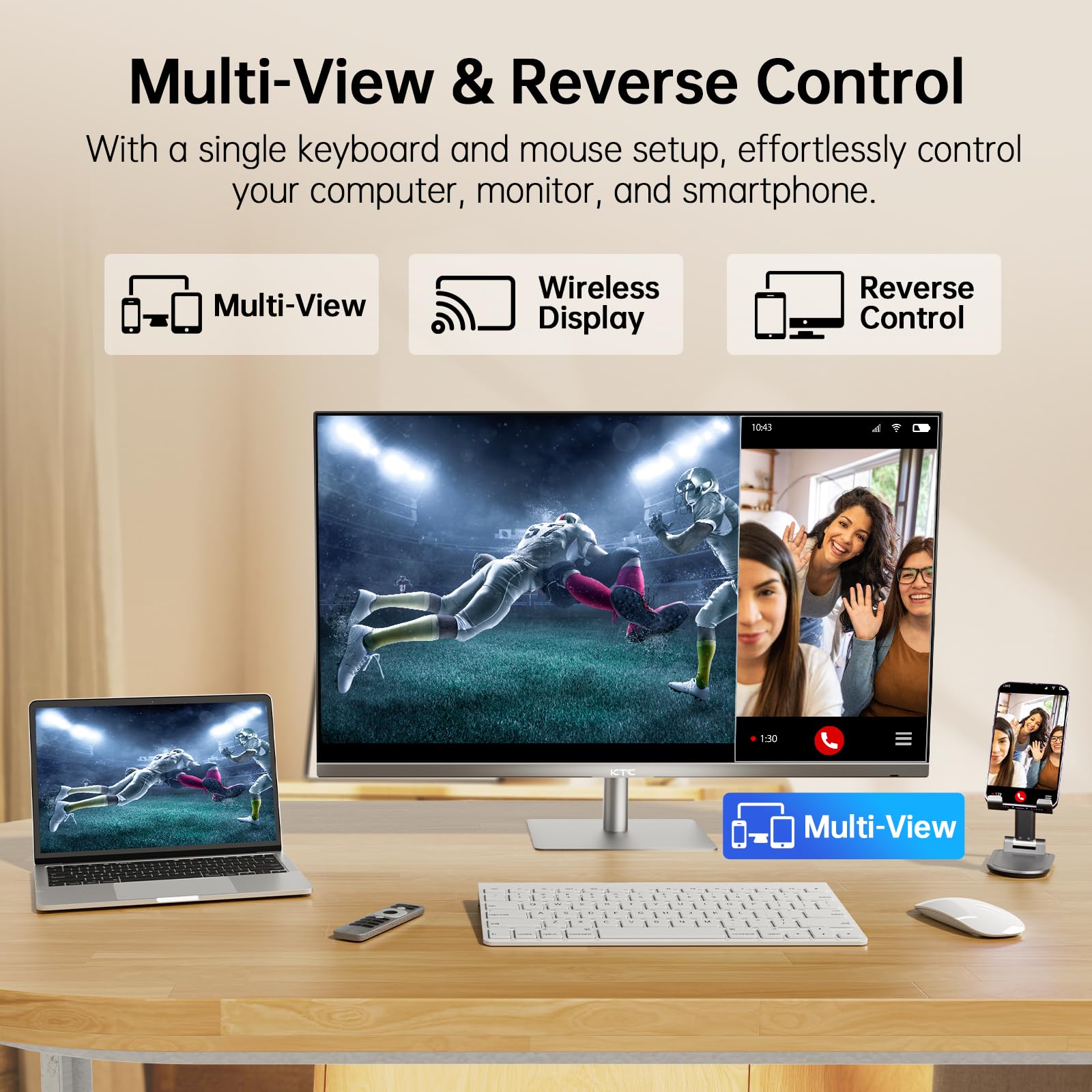 Ktc 32 Inch 4K Smart Monitor With Google Tv System 3840 * 2160P Netflix Licensed Type C 65W Pd Speakers 5W*2 Dolby Audio Hey Goo