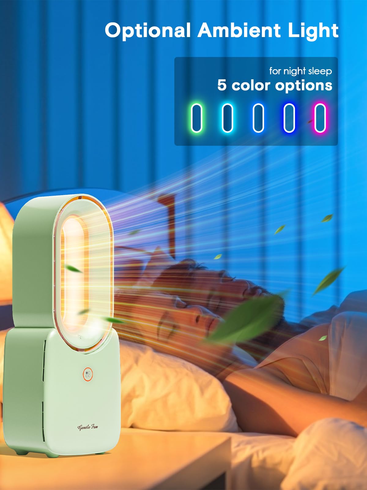 Let'Me Desk Fan, 11.8 Inch Portable Bladeless Fan Small Personal Cooling Fan With 5 Colors Touch Control Led Light, Quiet Usb Ta