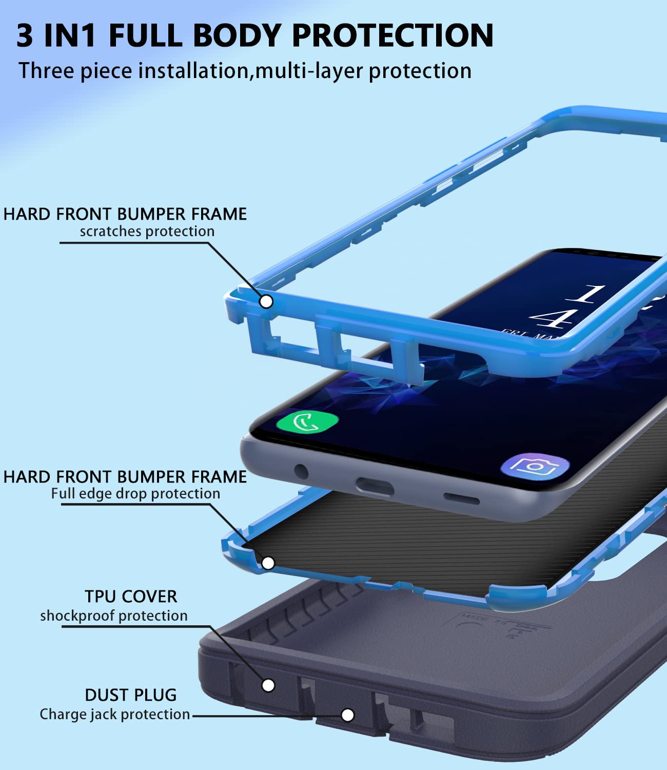 Guirble For Samsung Galaxy S9 Plus Case,Shockproof Dropproof For Samsung S9 Plus Case,Heavy Duty Protective Galaxy S9 Plus Csae,