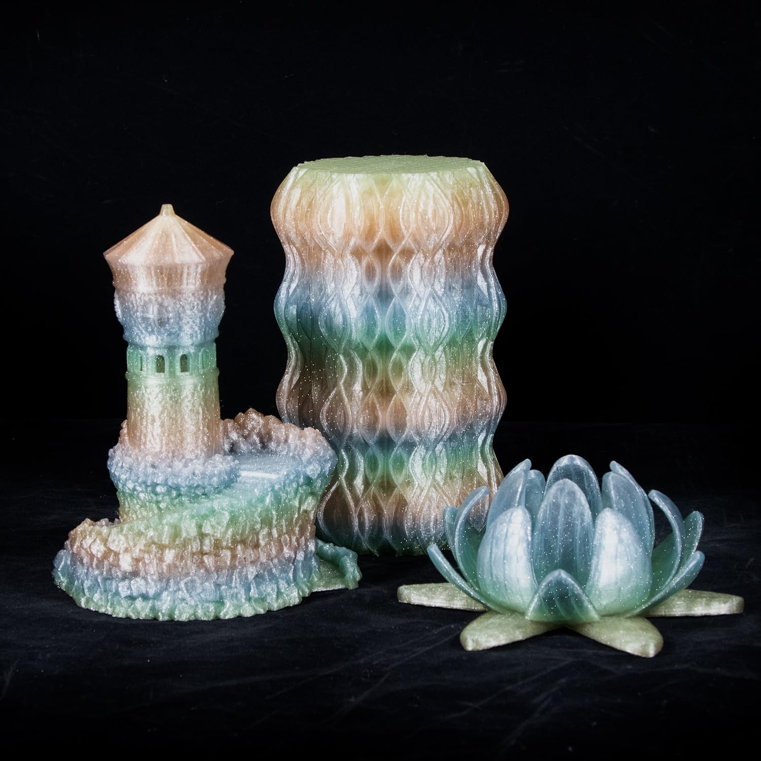 Isanmate Pla Filament 1.75Mm, 3D Printer Filament Transparent Rainbow Filament With Silver Glitter, Dimensional Accuracy +/  0.0