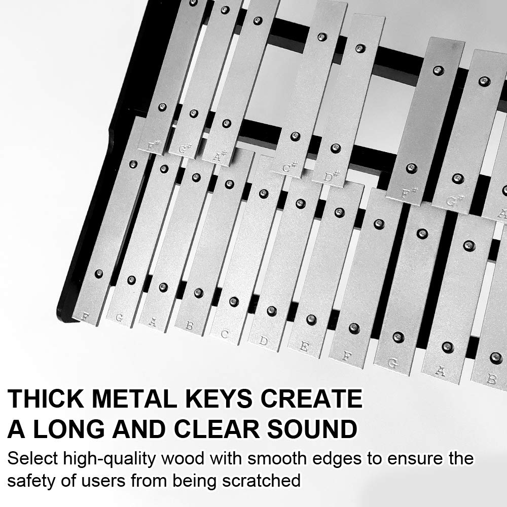 Ennbom 32 Notes Glockenspiel Kit Xylophone Bell Percussion Instrument Set With Adjustable Stand Mallets And Carrying Bag