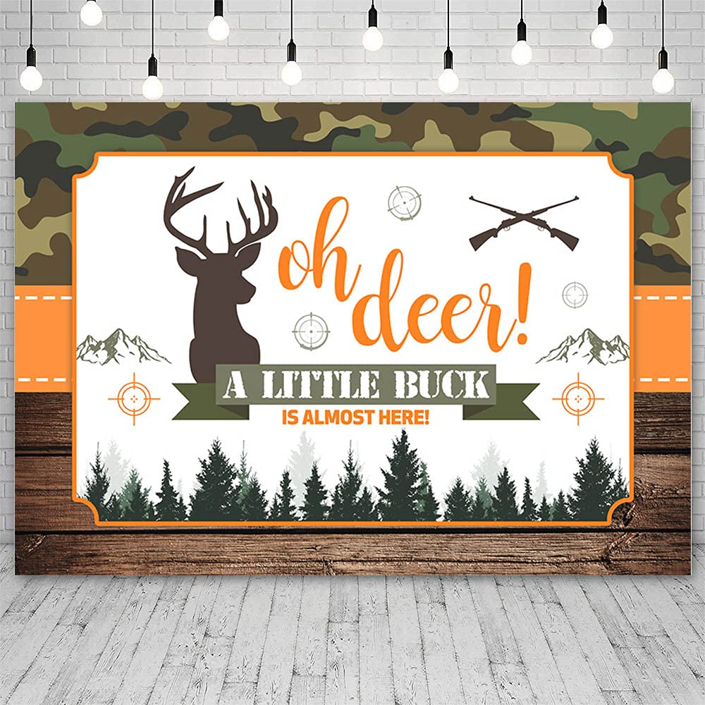 Ablin 7X5Ft Oh Deer Baby Shower Backdrop A Little Buck Is Almost Here Baby Shower Party Decorations Mountain Jungle Photography