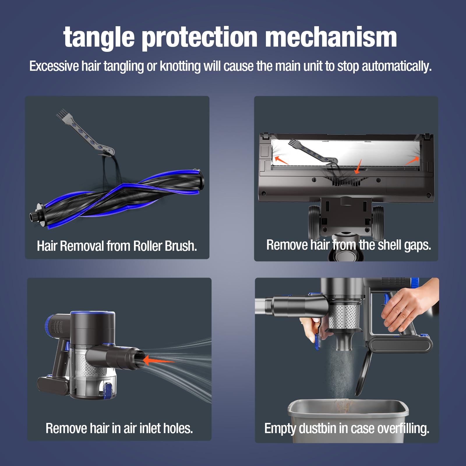 Airdiya Cordless Vacuum Cleaner, Super Power Suction Stick Vacuum Cleaners With 2200 Mah Battery,8 In 1 Lightweight Self Standin