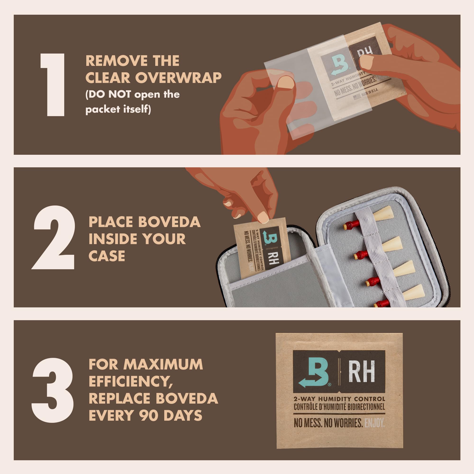 Boveda 72% Two Way Humidity Control Packs For Woodwind Reeds   Size 8   2 Pack   Moisture Absorbers   Protects Against Drying &