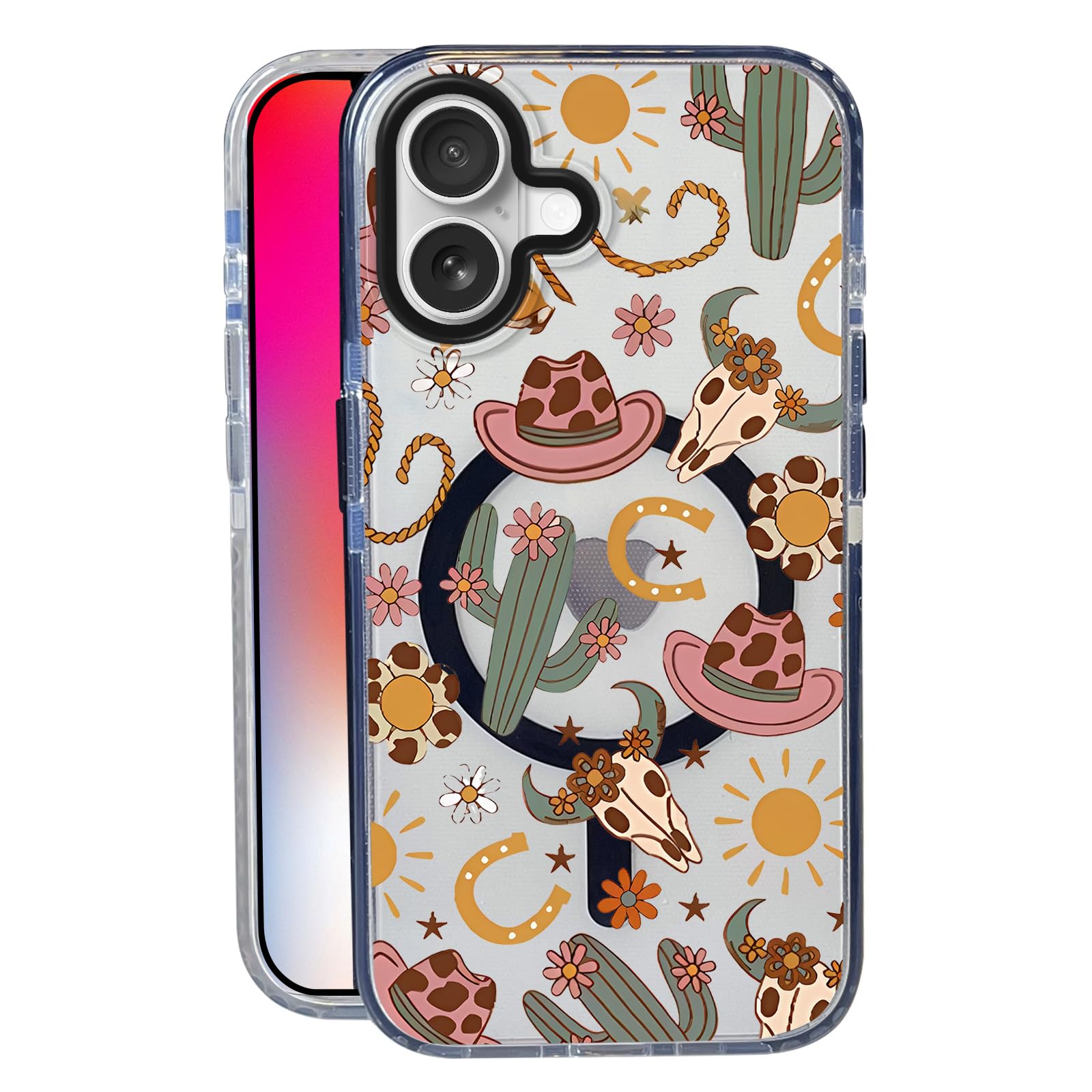 Nimeey Cowboy Cactu for iPhone 17 Case,MagSafe Compatible,Matte Soft Slim Shockproof Cover,Anti-Fingerprint,Anti-Yellowing,Anti-