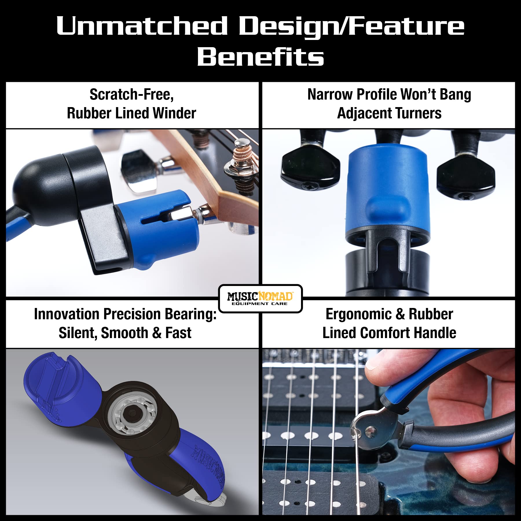 Musicnomad Grip One Winder, String Cutter, Bridge Pin Puller Tool For Acoustic, Electric & Bass Guitar (Mn223)