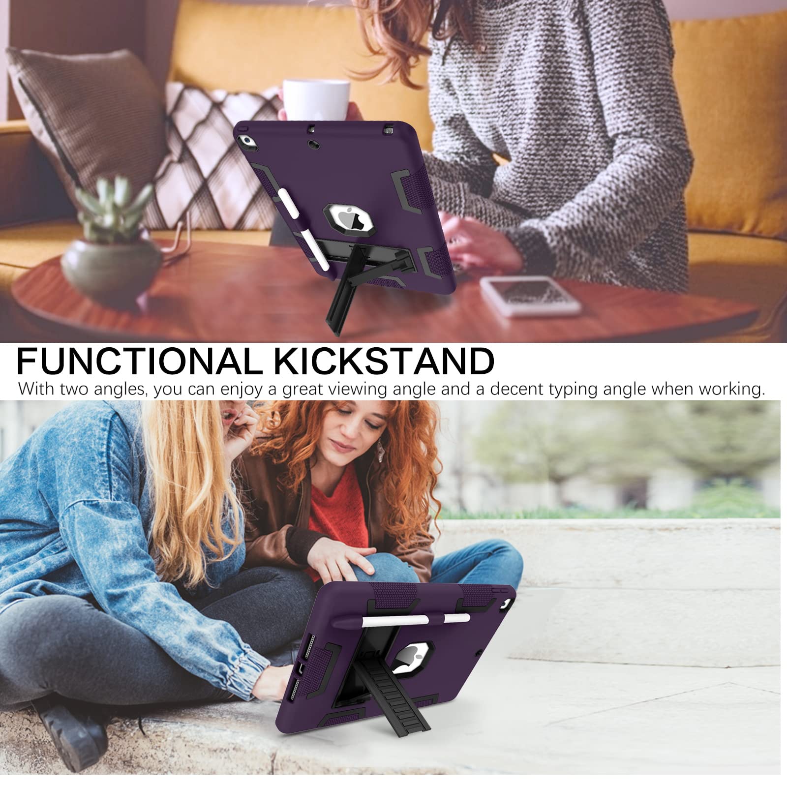 Bentoben For Ipad 9Th Generation Case, Ipad 8Th Generation Case, Ipad 7Th Gen Case, Ipad 10.2 2021/2020/2019 Case, 3 In 1 Heavy