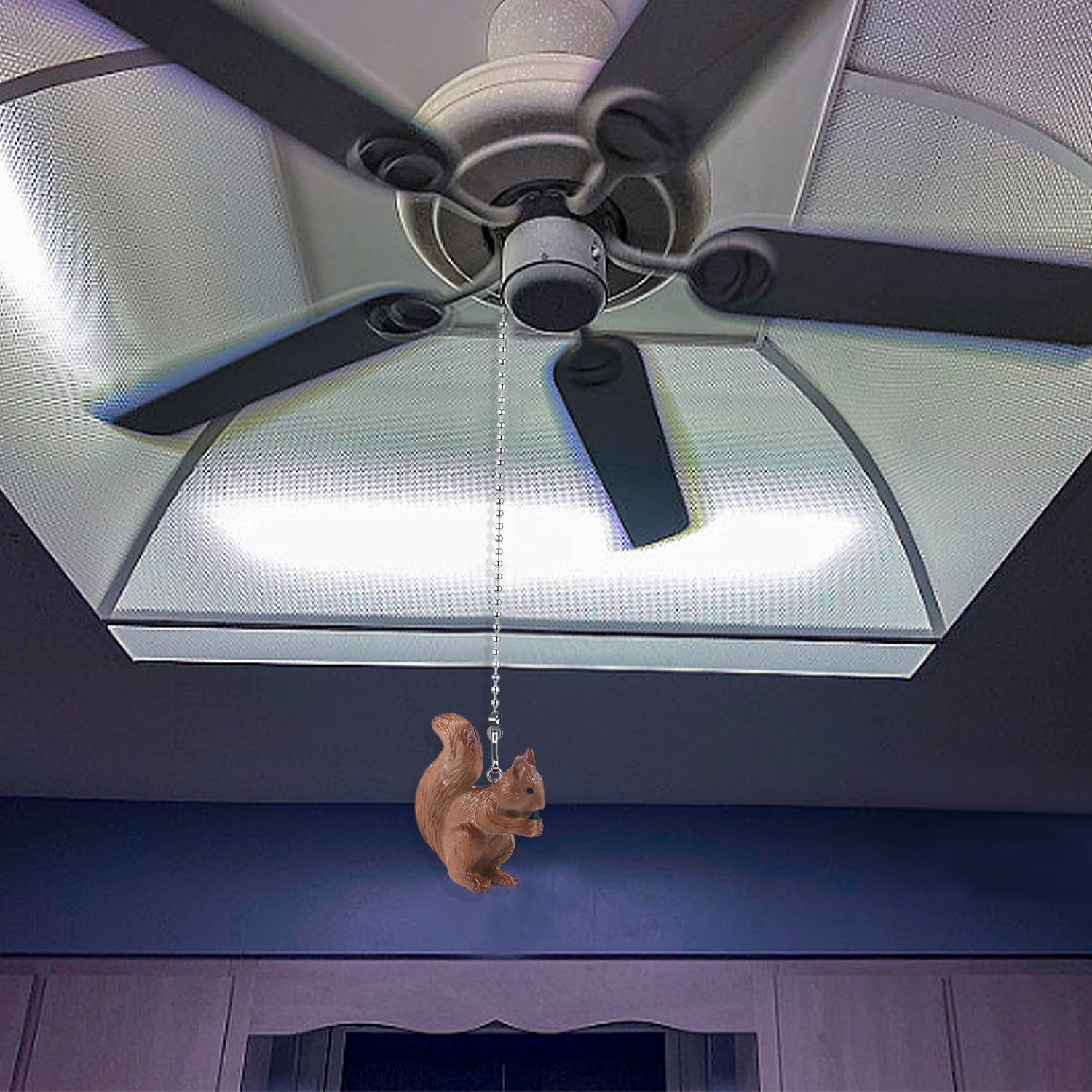 Dotlite Squirrel Ceiling Fan Pull Chain,Cute Realistic Squirrel Animal Fan String Pulls Charm Extension Decorative,12In 3Mm Diam